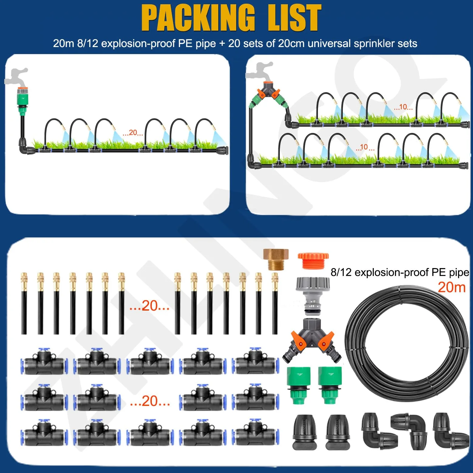Kit Nebulizador Terraza Automático Con Temporizador, Difusor Agua Terraza, Aspersores Terraza Nebulizador, Sistem De Riego Por Goteo De Jardín Para Plantas Para Jardines,20m/65.6ft-WithoutTimer