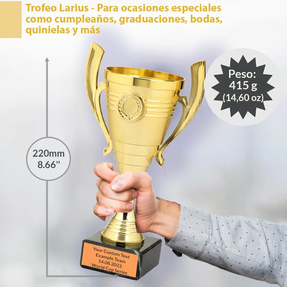 Trofeo Universal Larius de 22 cm con Base de Mármol Personalizable para Deportes y Premios