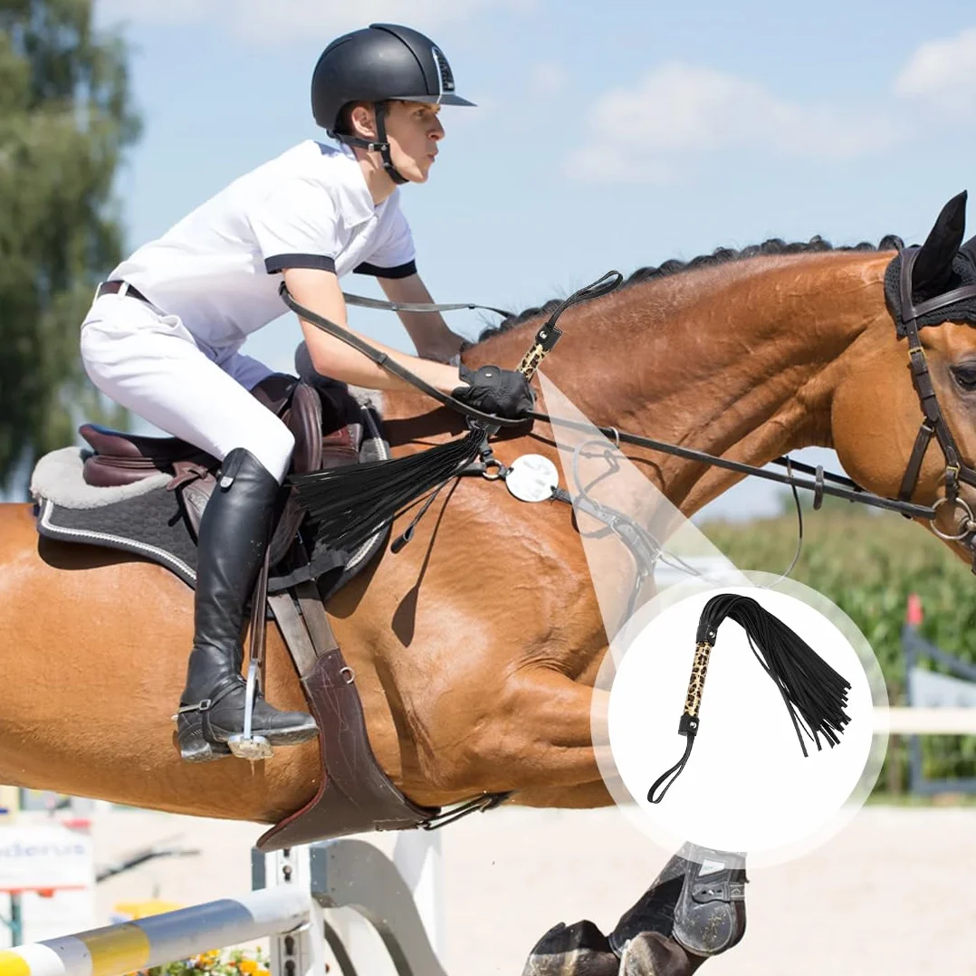 Látigo de Cuero para Equitación, Fusta con Flecos, Entrenamiento de Salto y Carreras