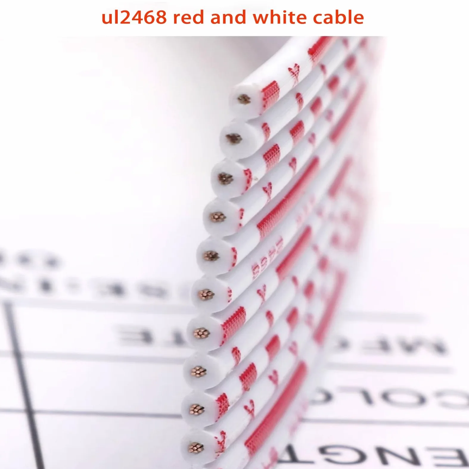 Cable Plano Paralelo Rojo Y Blanco UL2468 De 12 Pines, 26 AWG Y 24 AWG, 300 V PVC, para Cableado Electrónico LED DIY(65FT,24AWG-12P)