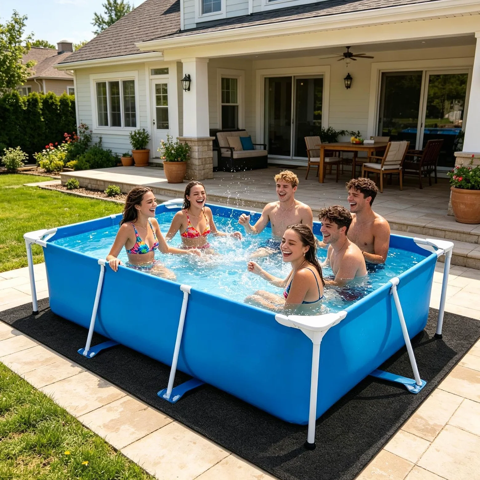 Tapiz Suelo Piscina, Base De Piscina para Exteriores Almohadilla para Revestimiento De Piscinas Protector Piscinas Suelo para Jardín Y Terraza