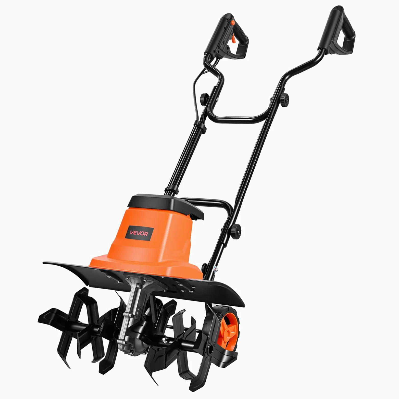 VEVOR Motoazada Eléctrica con Ruedas 1500 W, Ancho de Trabajo de 45 cm, 4 Profundidades Ajustables de Cultivar, Mango Plegable, Interruptor de Seguridad, Cobre, Motocultor para Jardín Huerto Césped