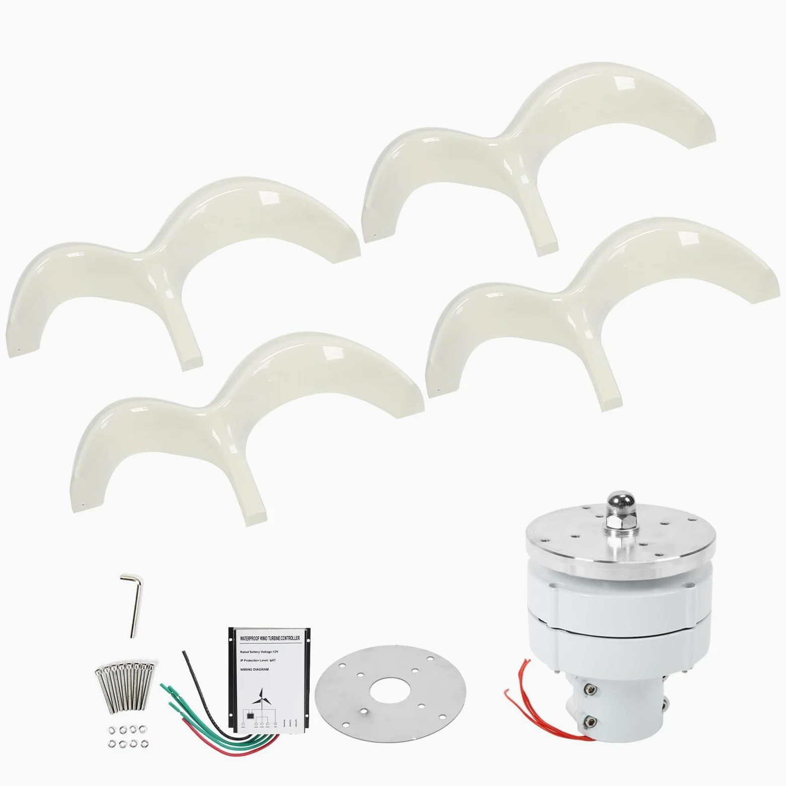 Garosa Generador de Energía de Turbina Eólica, 4 Palas, Nailon Duradero, 400 W, Ideal para Uso Doméstico y Marino (12V)