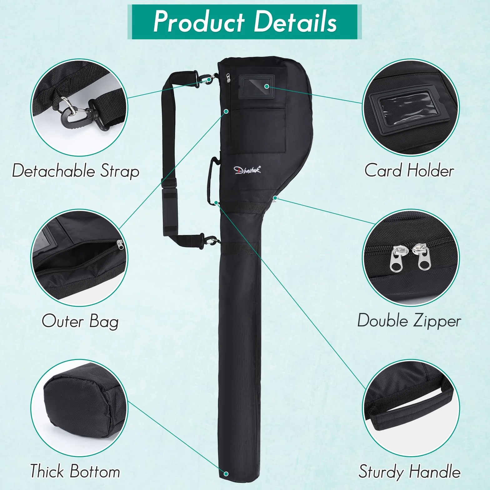 Bolsa de Transporte de Golf Plegable con Correa Ajustable Ligera para Viajes