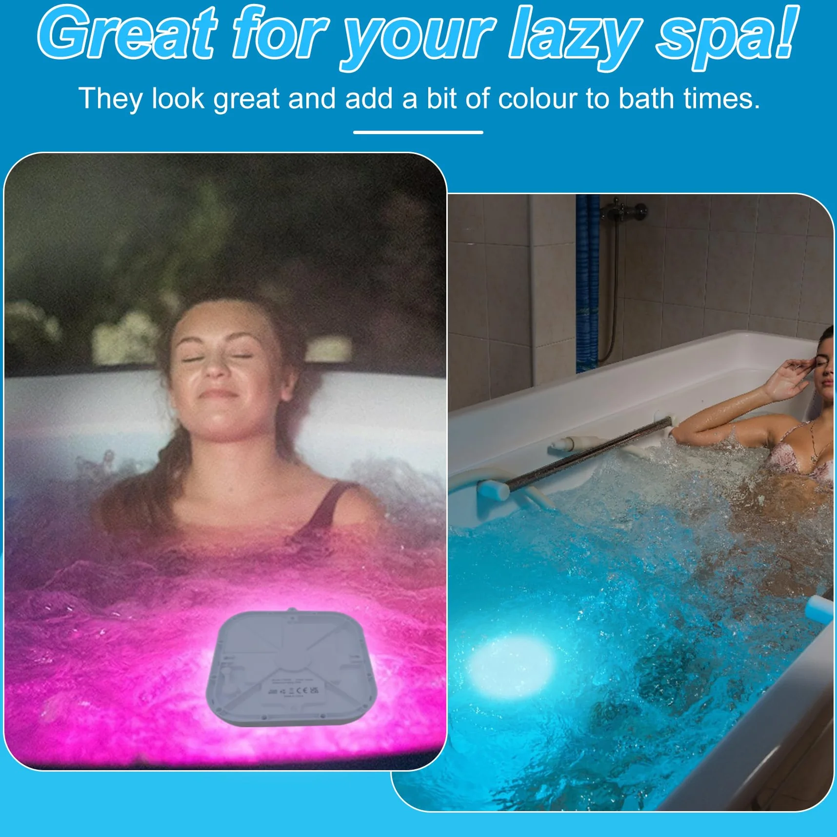 DeeprBlu Luce Piscina Inalámbrica con Control Remoto, Luces Piscina Sumergibles Recargables para Piscinas Elevadas, Focos Piscinas LED Sumergibles, Luz Magnetica con Ventosas, Luces Bañera para Spa