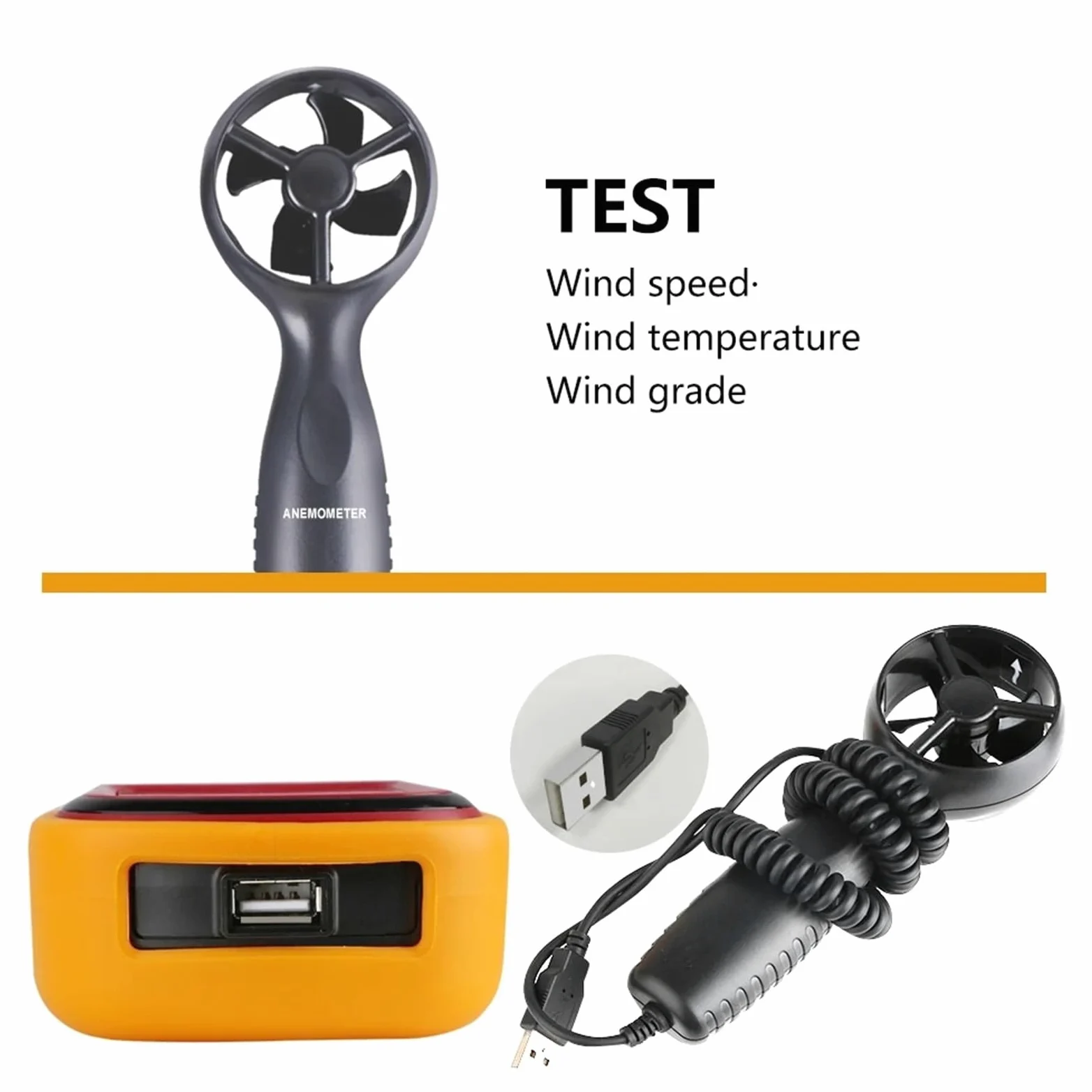 Anemómetro digital, Anemómetro Digital Medidor De Velocidad Del Viento Medida Temperatura Termómetro 45 M GM8901