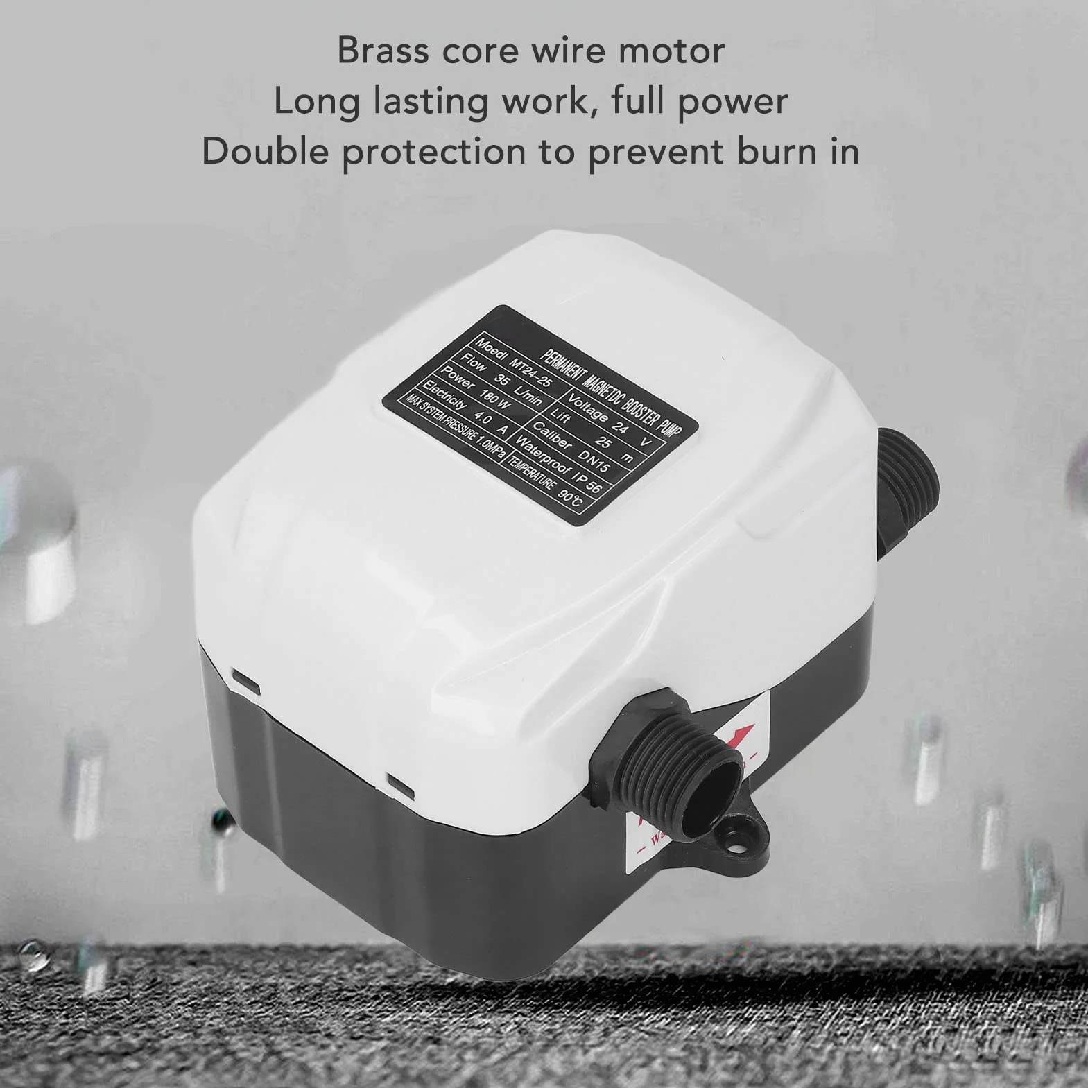 Bomba de Refuerzo de Presión de Agua, DC 24V 180W Mini Bomba Automática Solar de Alta Elevación con Flujo de 35L / Min Bomba de Agua de bajo Ruido para Grifo Baño Ducha Jardín