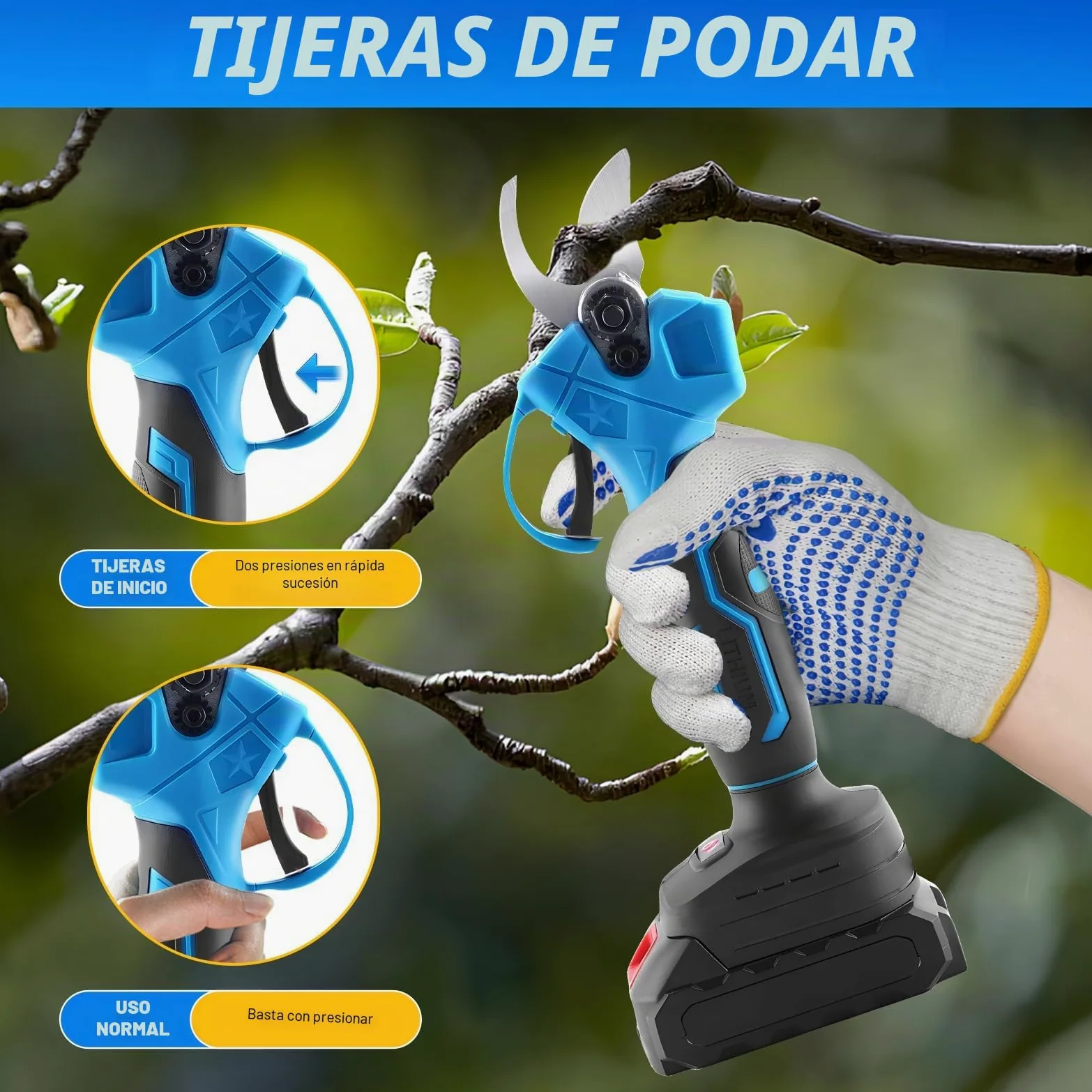 Tijeras De Podar Eléctricas Kit Motosierra Batería 48V 2000mah Con Cadena