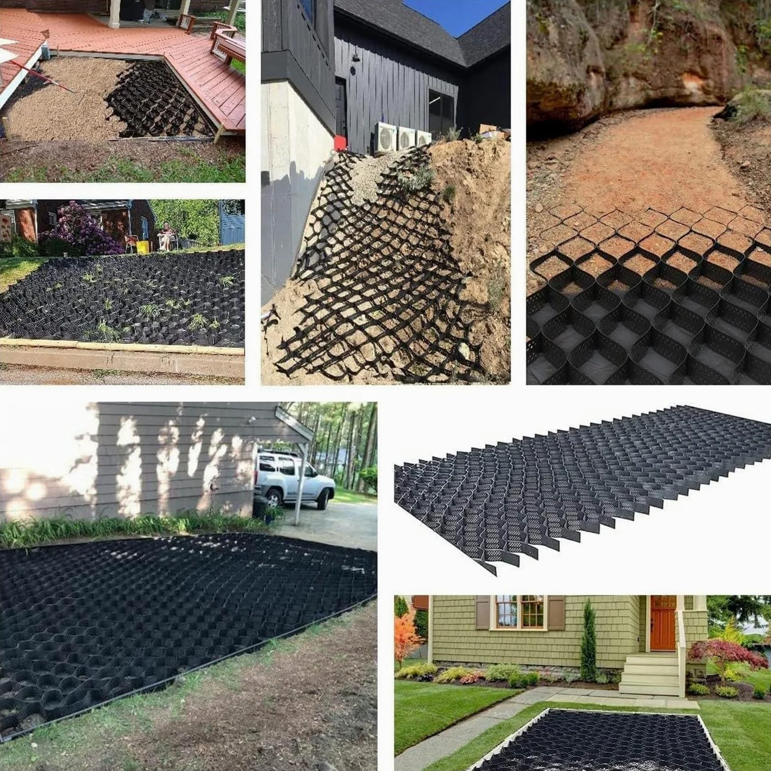 Rejilla estabilizadora de grava para entradas y pendientes, material HDPE de alta densidad con capacidad de carga de 1800 libras por pie cuadrado