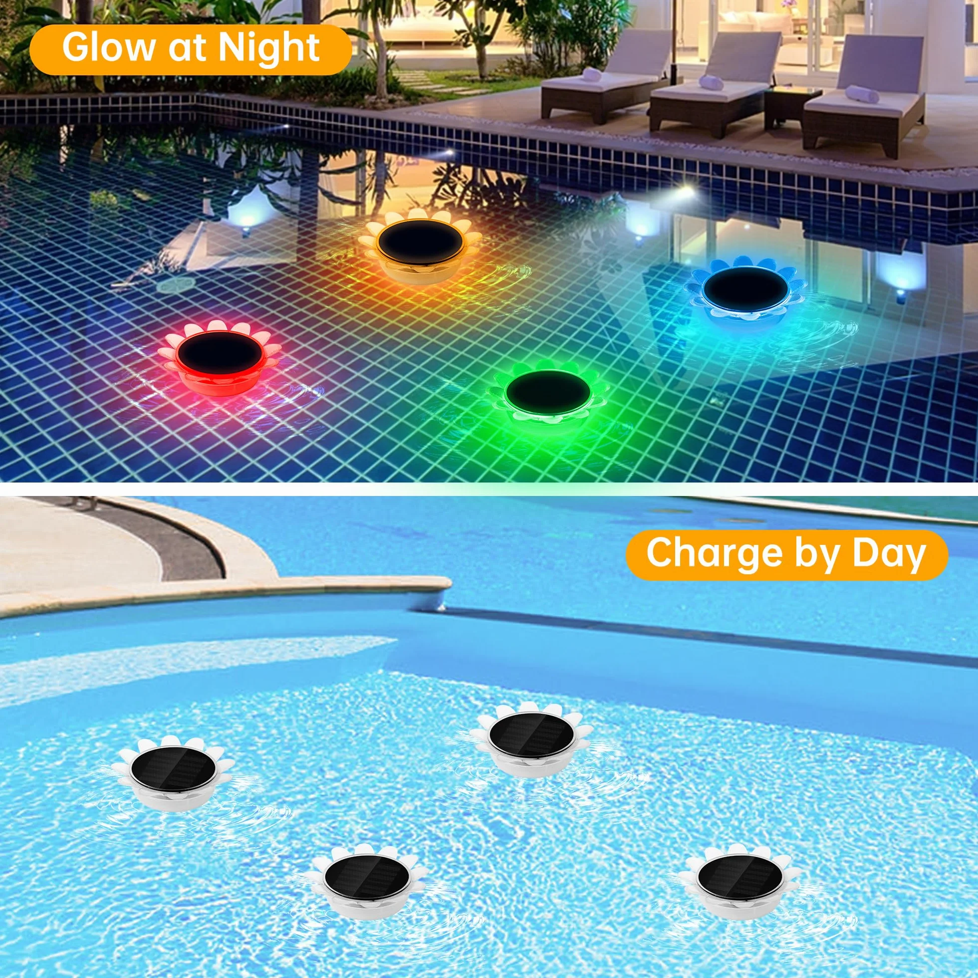 Luz Solar Flotante LED RGB Impermeable 2 Piezas para Piscina y Jardín con Inserción de Tierra - Decoración Subacuática Moderna
