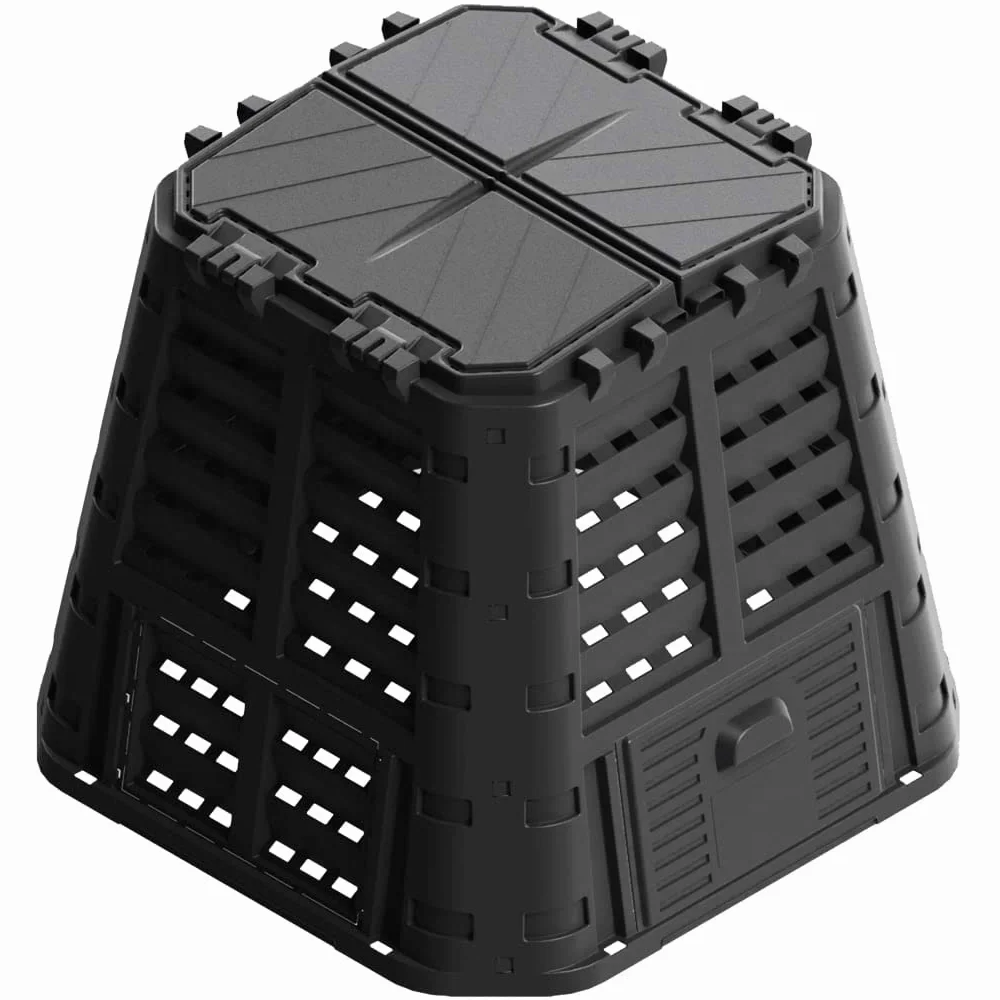 Genérico Compostador de jardín Negro 93,3x93,3x80 cm 480 L,Casa y jardín,Jardín,Jardinería,Compostaje,Compostadores-146276