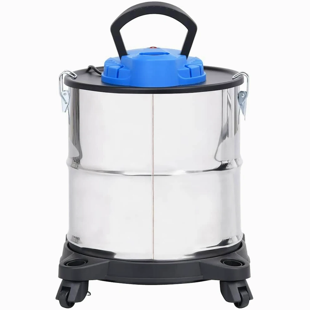 Aspirador de cenizas de acero inoxidable, 1200 W, 20 L, con filtro HEPA, manguera de metal flexible, función de soplado, móvil por ruedas, adecuado para la limpieza de la chimenea y el coche