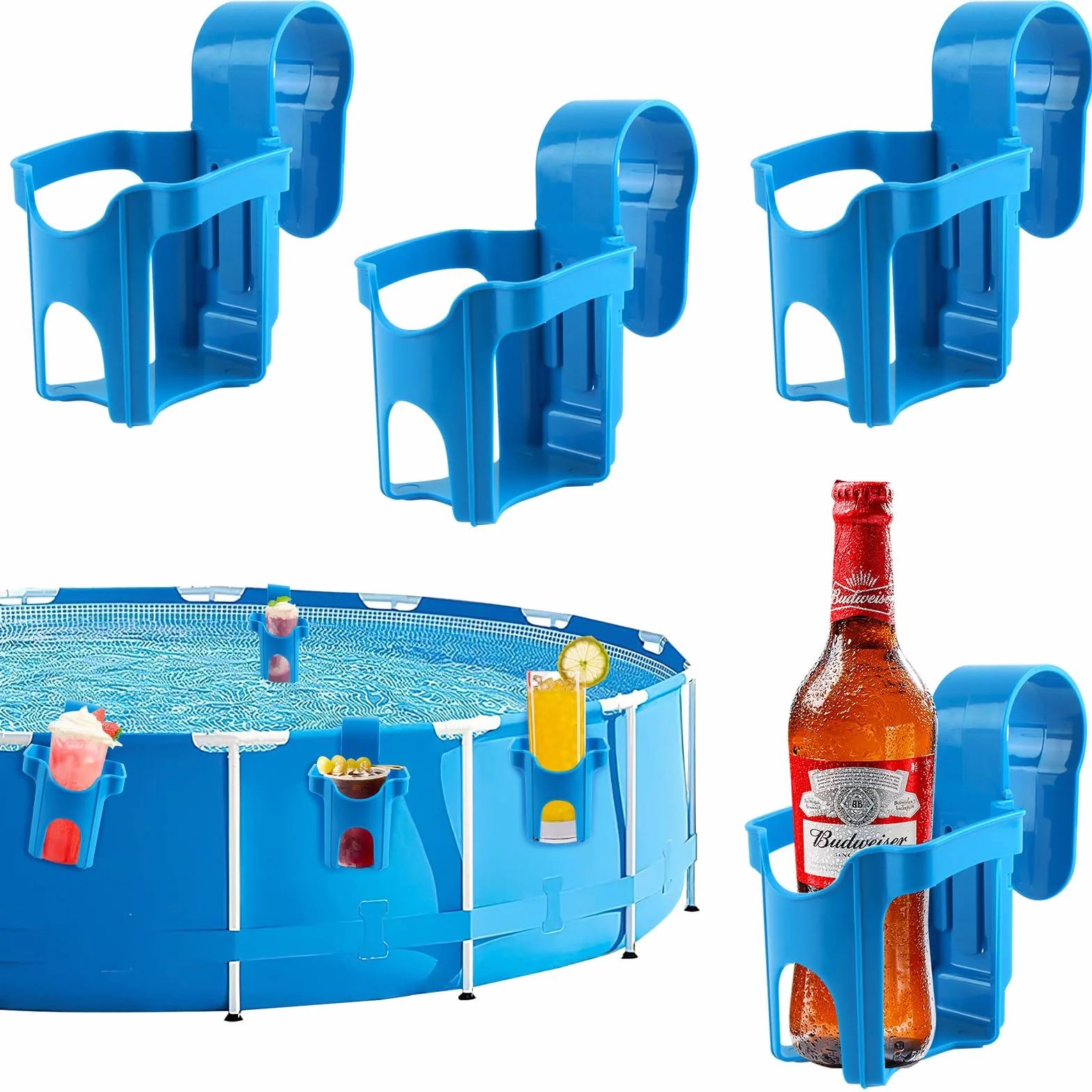 Portavasos de Piscina 4 Piezas, Accesorios Piscina Portavasos Colgante, Portavasos de Piscina, Portavasos Multifunciona Accesorios de Piscina, para Fiestas de Verano en la Piscina Playa
