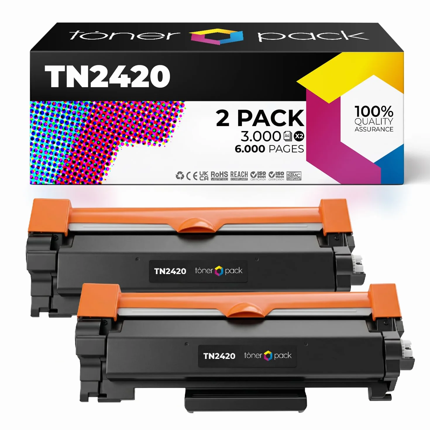Cartuchos de Tóner Compatibles TN2420 para Brother MFC-L2710DW HL-L2310D HL-L2350DW (2 Unidades)