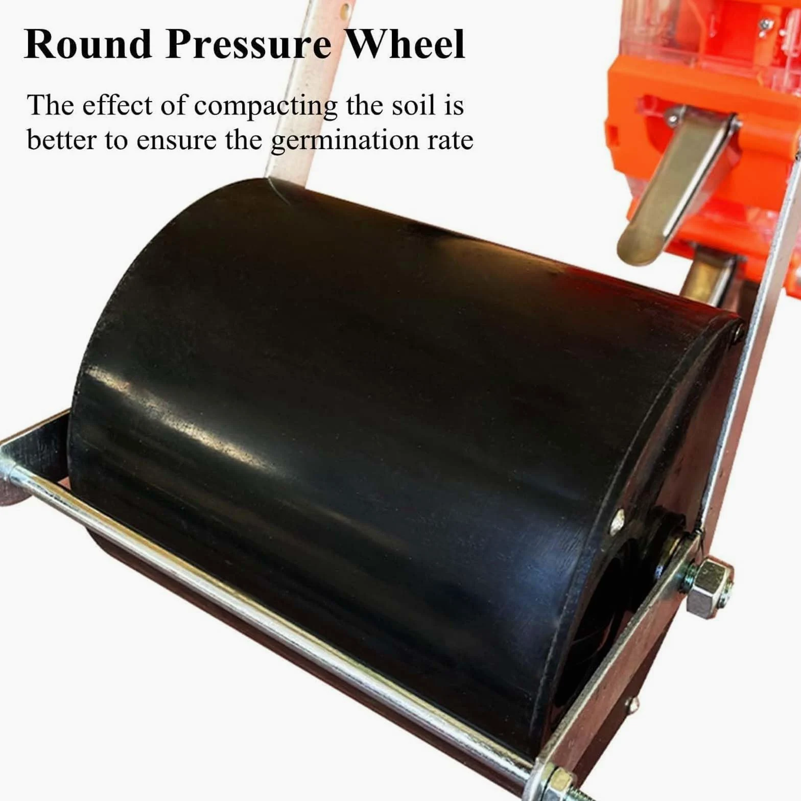 Sembradora manual de empuje manual con profundidad ajustable, 6-10 boquillas para siembra de precisión, almacenamiento de 3,75 kg, ideal para semillas de 3 a 15 mm, espacio de siembra de 16 a 26 cm