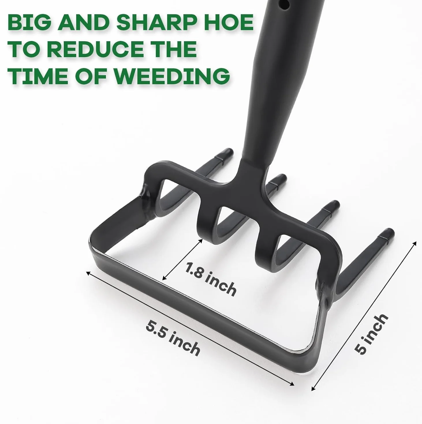 Azada de jardín 2 en 1, estribo y cultivador para deshierbar, tallo largo, ligero de pie push-pull hula, rastrillo de escarda para airear, cultivar y excavar (120 cm)