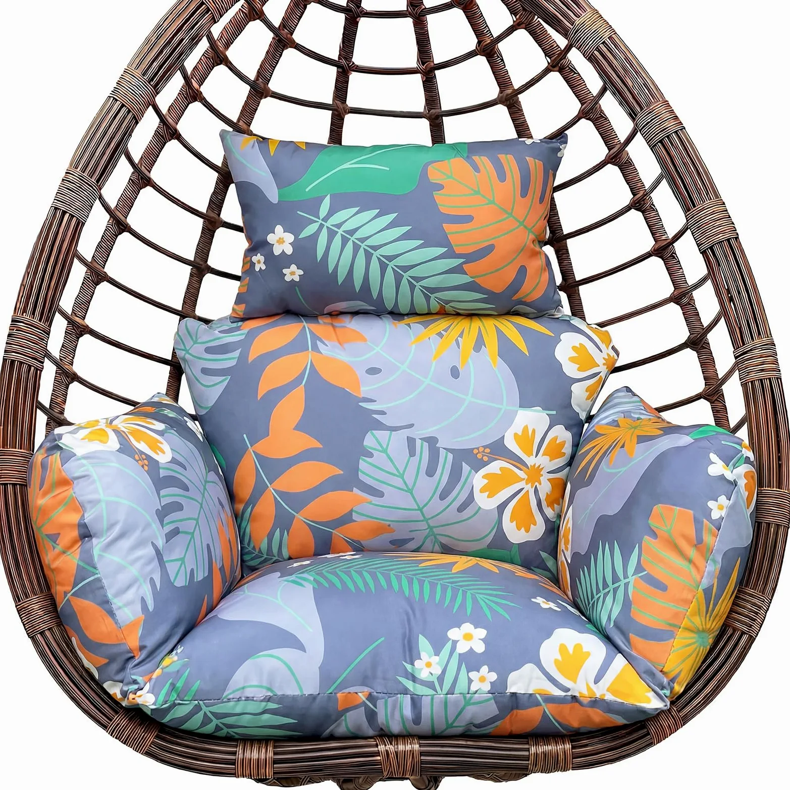 Cojín colgante para sillón mecedora para exterior: moderno, cojín de poliéster, suave, resistente al agua, cojín de repuesto, cojín de jardín, cojín con reposacabezas para sillón colgante de