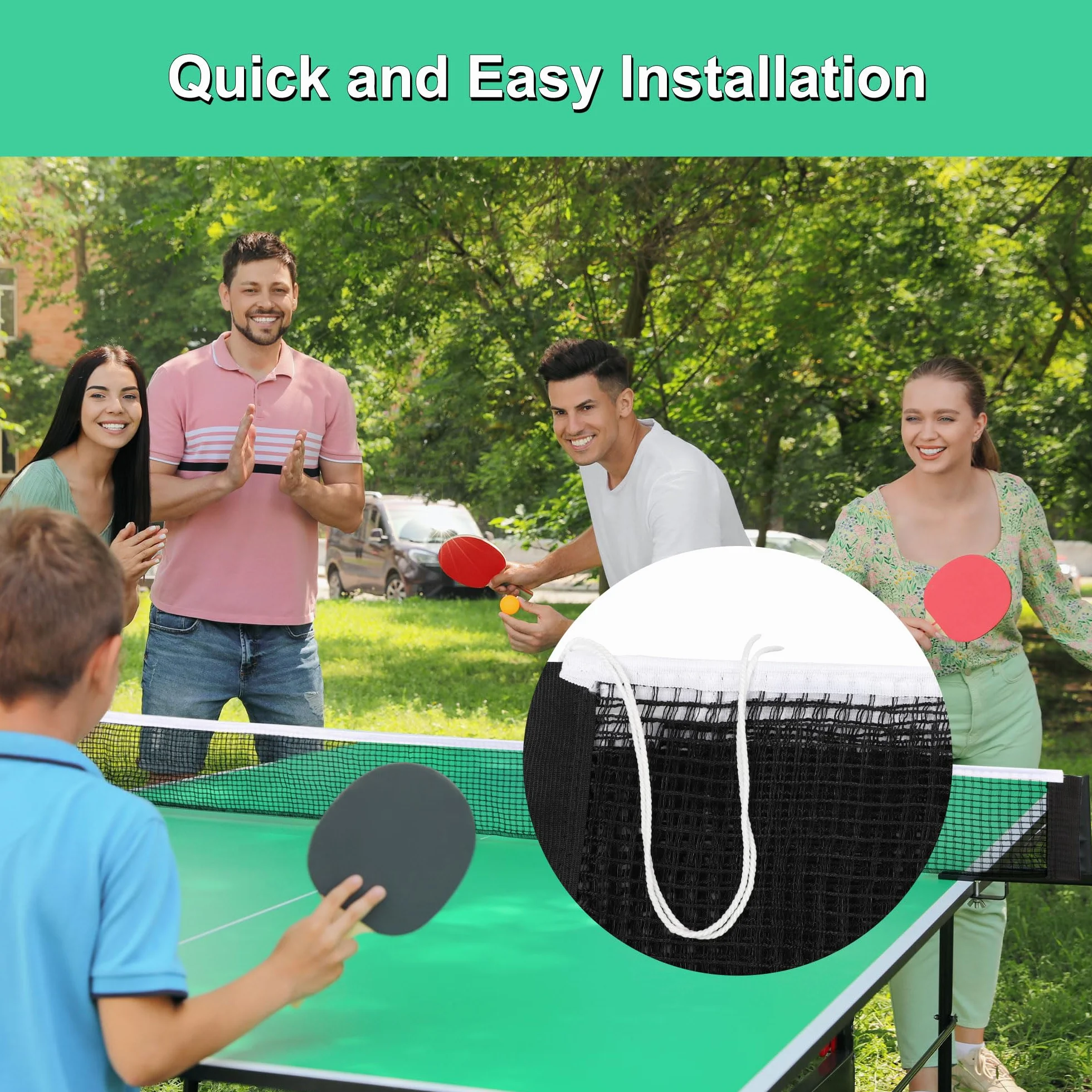 Red de Tenis de Mesa de Nailon, 1,75 m, Negro