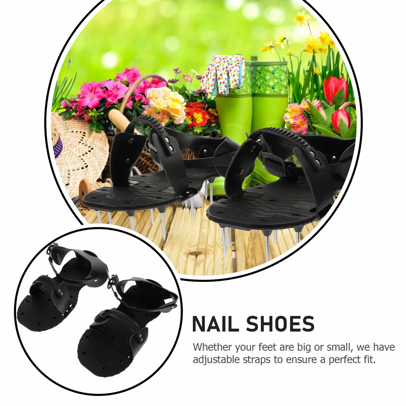 Zapatos Aireadores para Césped Púas de PU y Correas Ajustables, Sandalias Aireadoras para Jardín Que Mejoran la Salud del Césped en Patios y Jardines