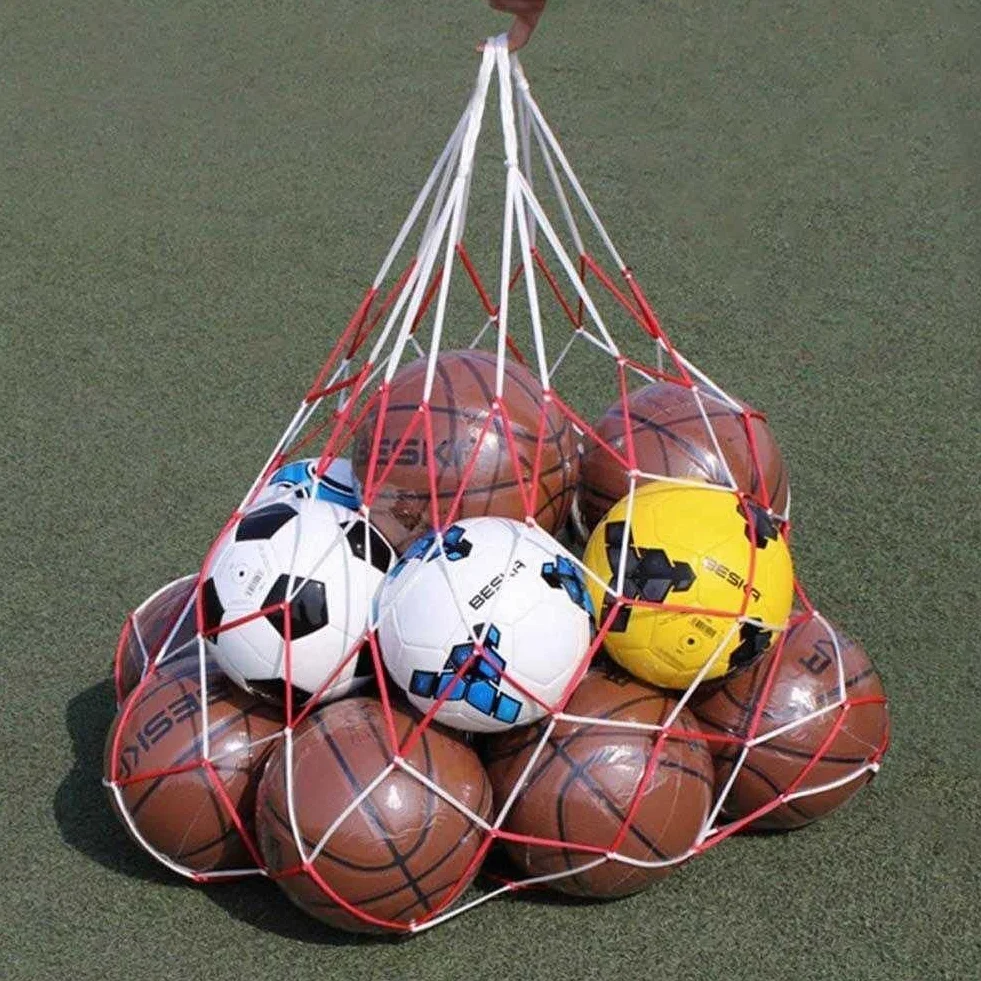 Bolsa de red de transporte de 10 pelotas para fútbol, baloncesto, voleibol W4C5