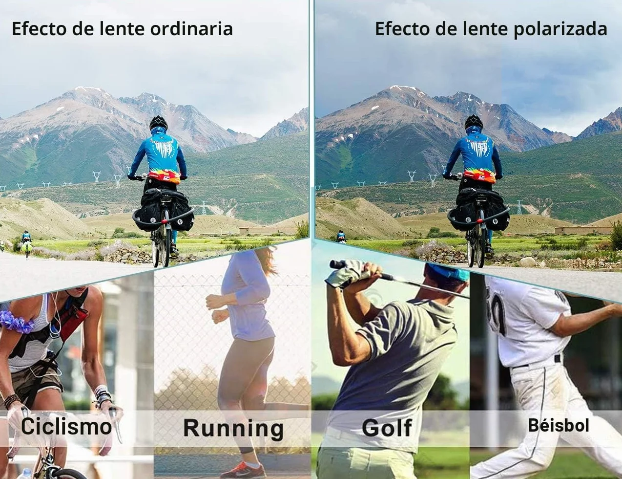 ROCKBROS Gafas de Sol Polarizadas Ciclismo 5 Lentes Intercambiables Protección UV 400