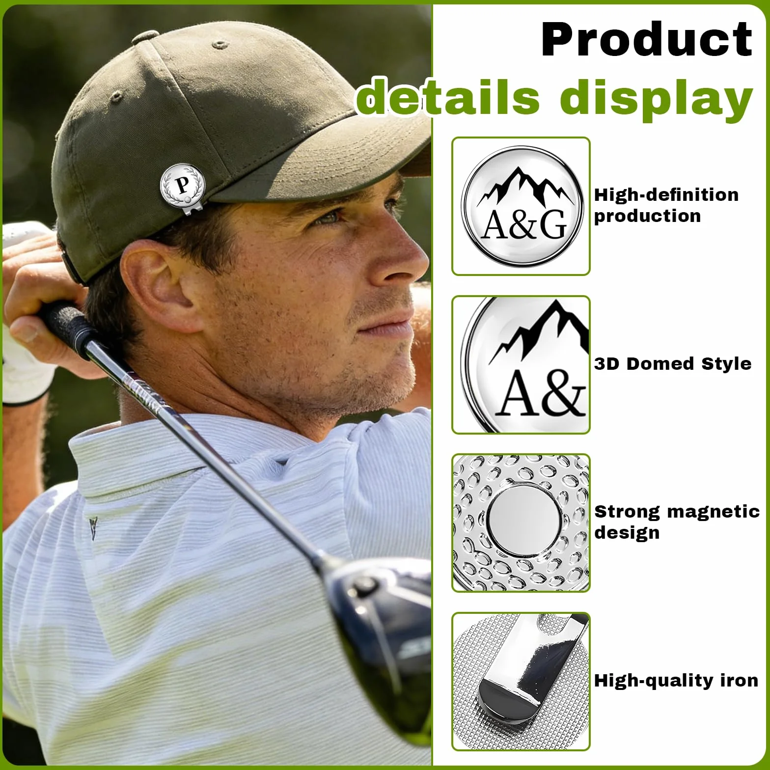 Marcador de Pelota de Golf Personalizado 3D con Clip Magnético para Sombrero, Regalo Original para Golfistas