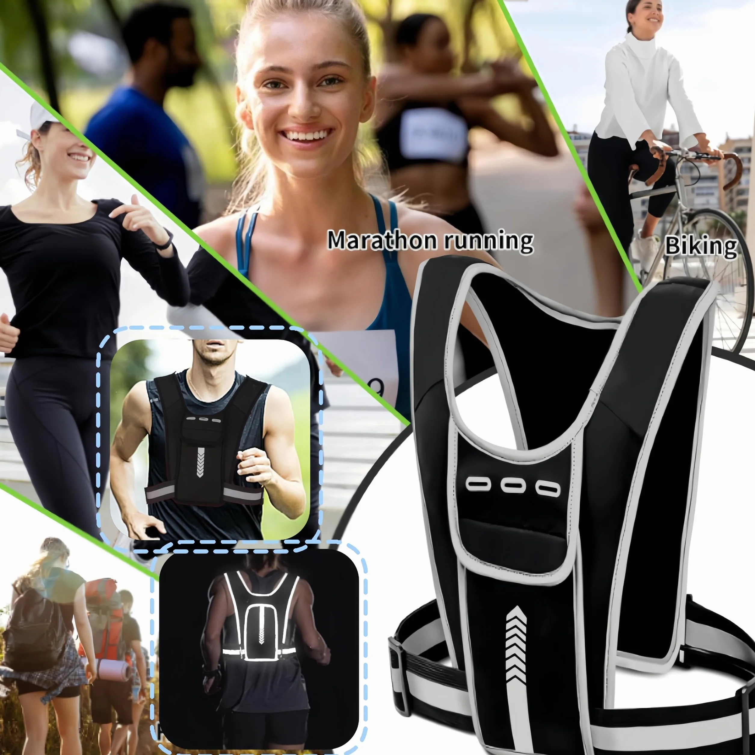Chaleco reflectante para correr ajustable con soporte para móvil hombre mujer