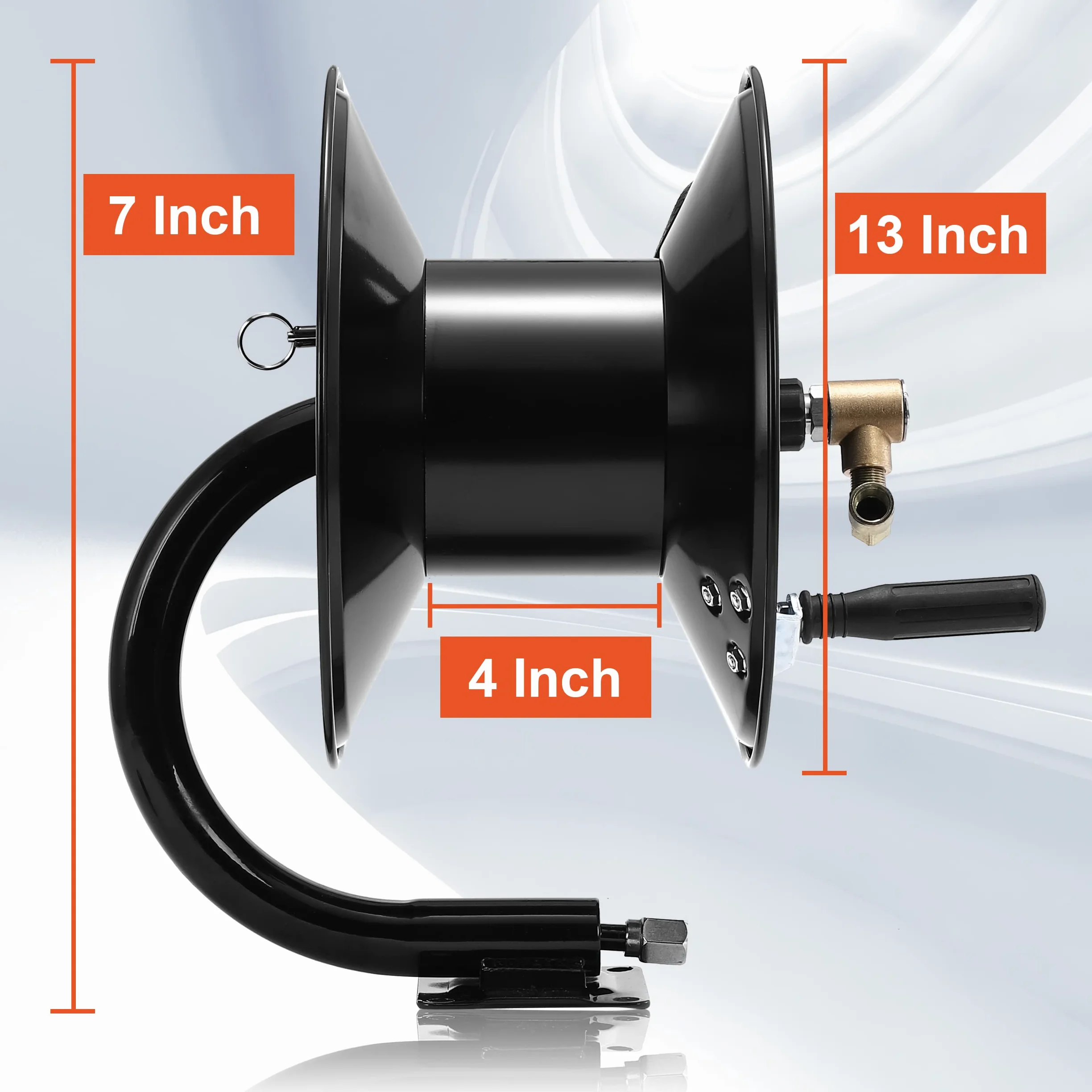 Tool Daily Lavadora de Alta Presión Carrete de manguera 100FT x 3/8"/150FT x 1/4" para Agua | Carrete de manguera de servicio pesado para powerwasher, carrete de acero manivela con pared/piso/furgoneta, 4000 psi