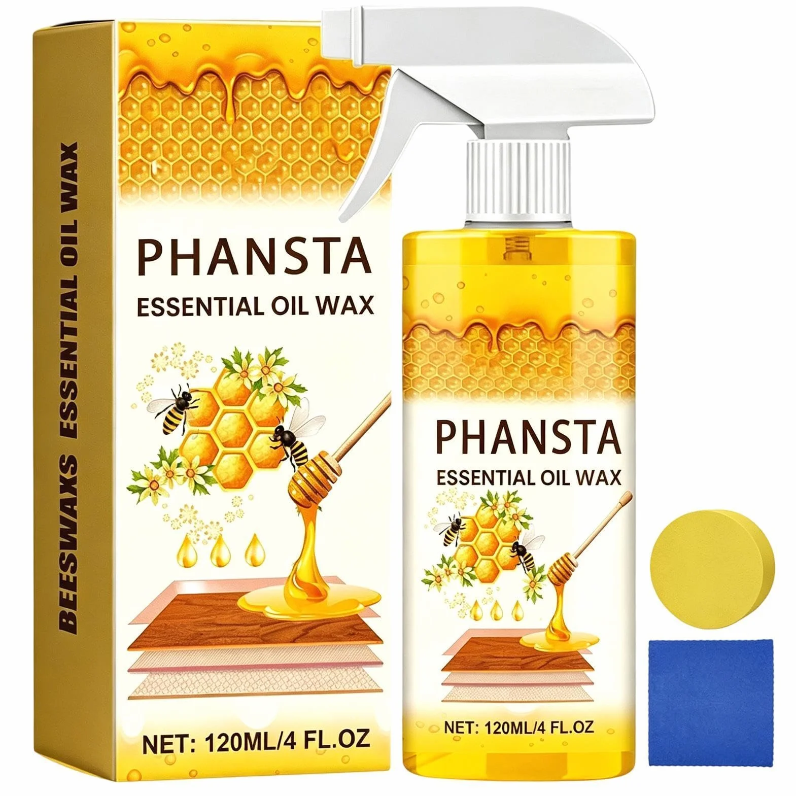 Pulidor De Madera Con De Abejas - Spray Natural Para El Cuidado De Muebles, Limpiador No Graso De 120 Ml, Restaurador De Brillo | Protección De Madera Para El Uso En Hogar Del Mant
