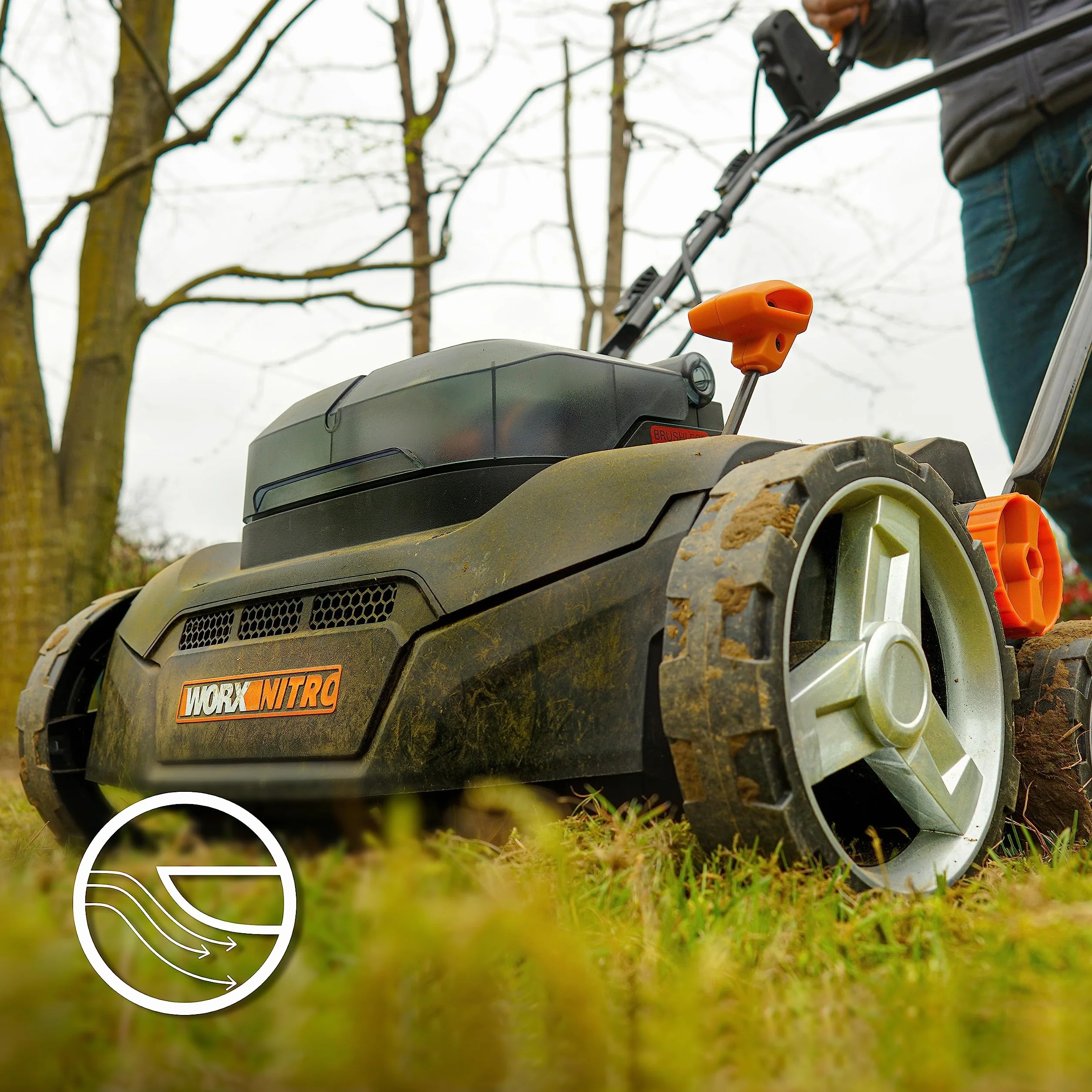WORX WG855E.9 Escarificador y Aireador de Césped Nitro 40V Brushless Sin Batería, Ancho 36cm, Motor Brushless, 4 Alturas, Bolsa 40L