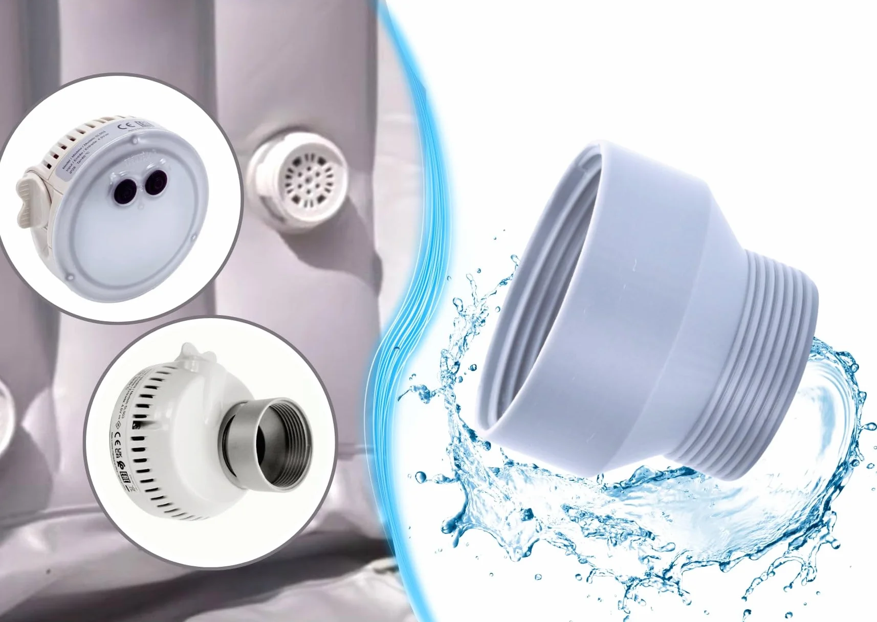 ME&SG Adaptador de luz LED de alta calidad compatible con Intex Wave Spa Canadian Spa Grand Rapids jacuzzis inflables portátiles accesorios de iluminación subacuática (LED no incluido)