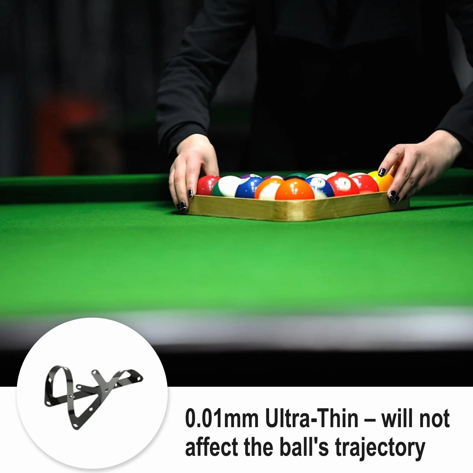 Juego de 6 plantillas de billar ultrafina para 8Ball, 9Ball y 10Ball – Triángulo preciso para alineación de bolas