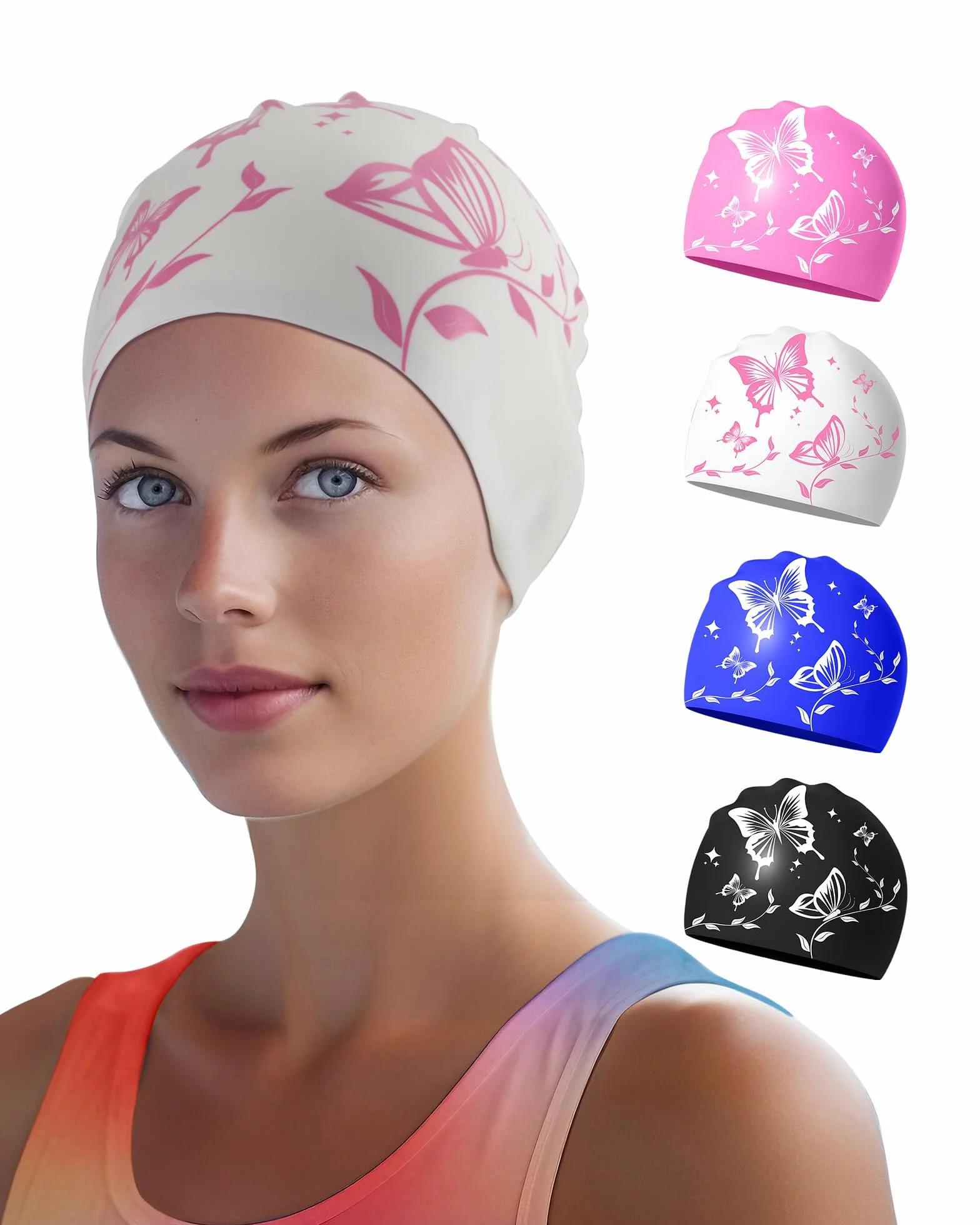 Gorro Natación Mujer Silicona Antideslizante Piscina