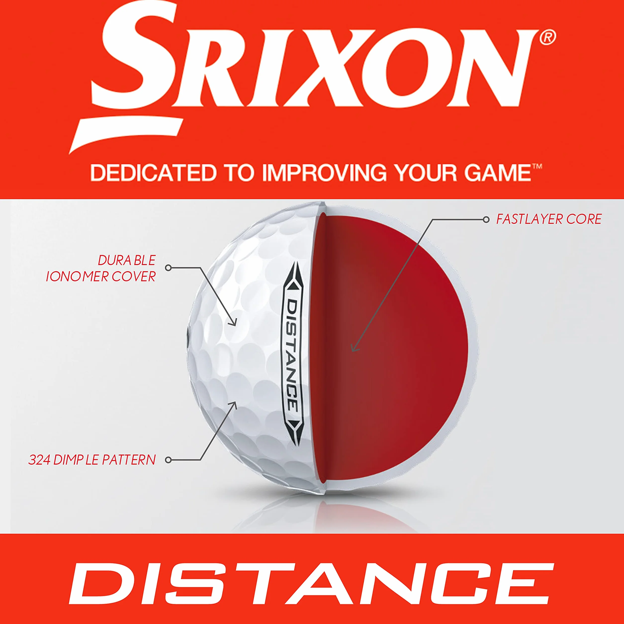 Srixon Distance 10 Pelotas de Golf Docena Alta Velocidad