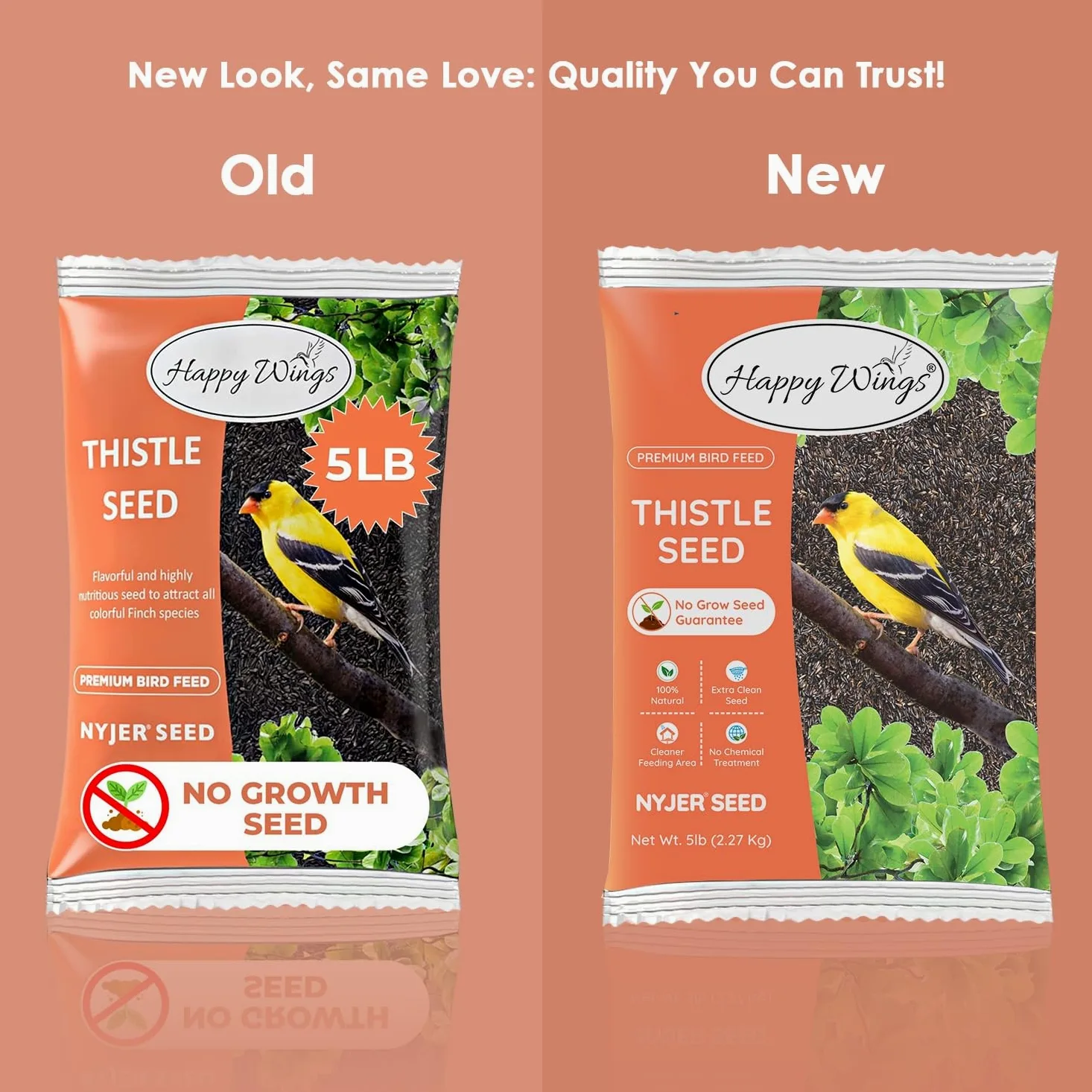 Happy Wings Nyjer/Semillas de cardo Alimento para aves silvestres - 5 libras