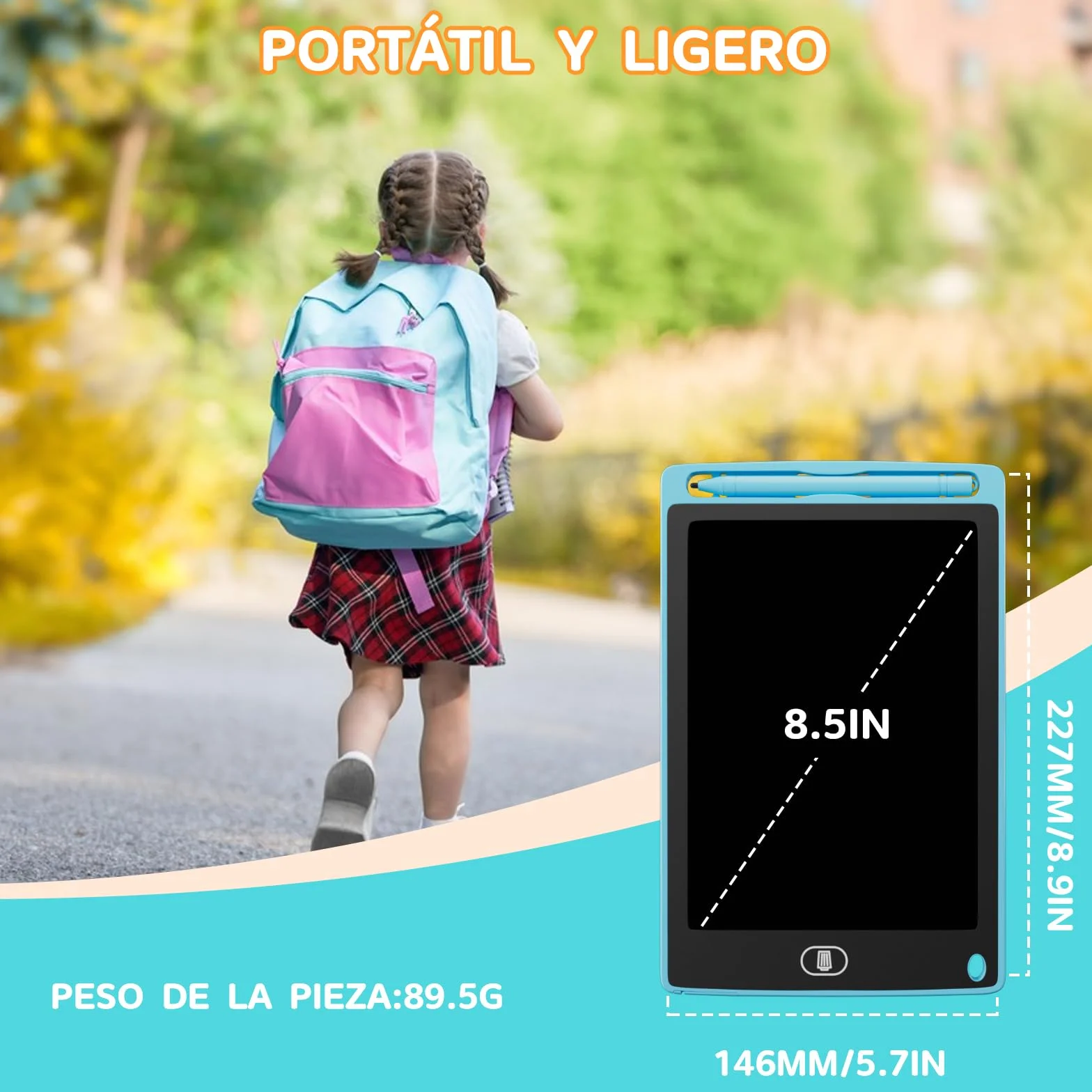Electight 8.5 Pulgadas Tableta Escritura LCD Color 4 Pack Infantil Borrable Bloqueo Regalo 3-7 Años