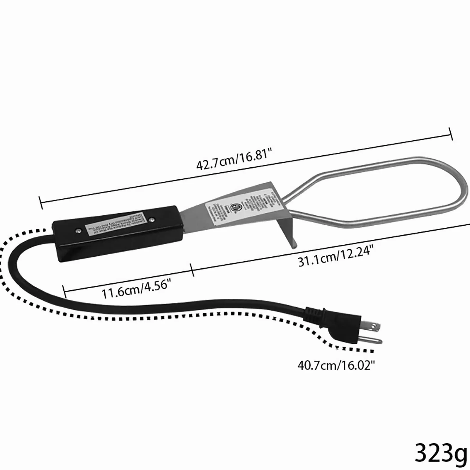 Arrancador de carbón eléctrico, 600 W Premium para barbacoa, chimenea, encendedor de carbón, briquetas de encendido fácil y rápido, elementos de bobinas de acero inoxidable 304, cable de 16 pulgadas
