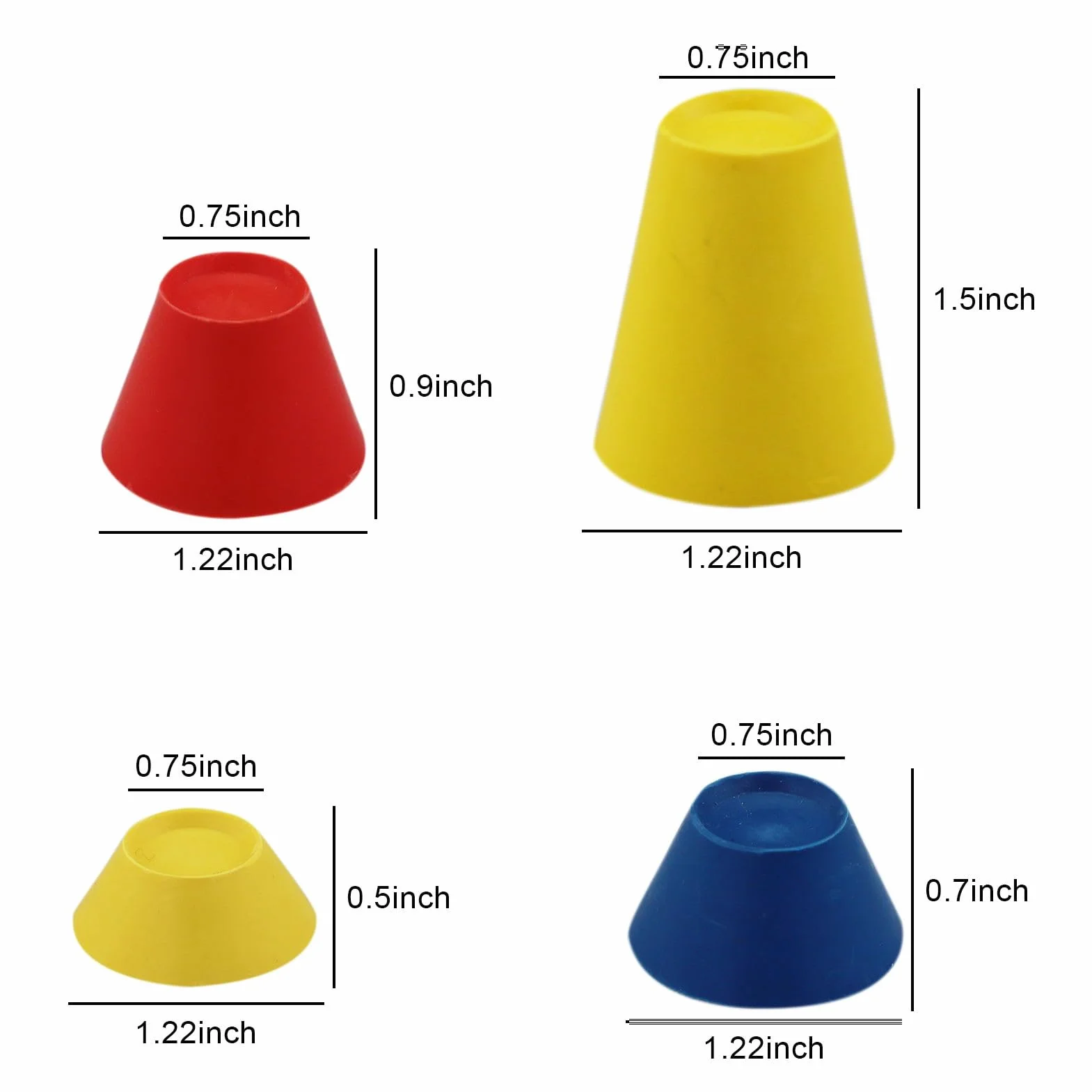 Jumbo Tees de Golf de Goma 16 Unidades, Invierno Caucho, Diferentes Alturas Multicolor para Días Helados