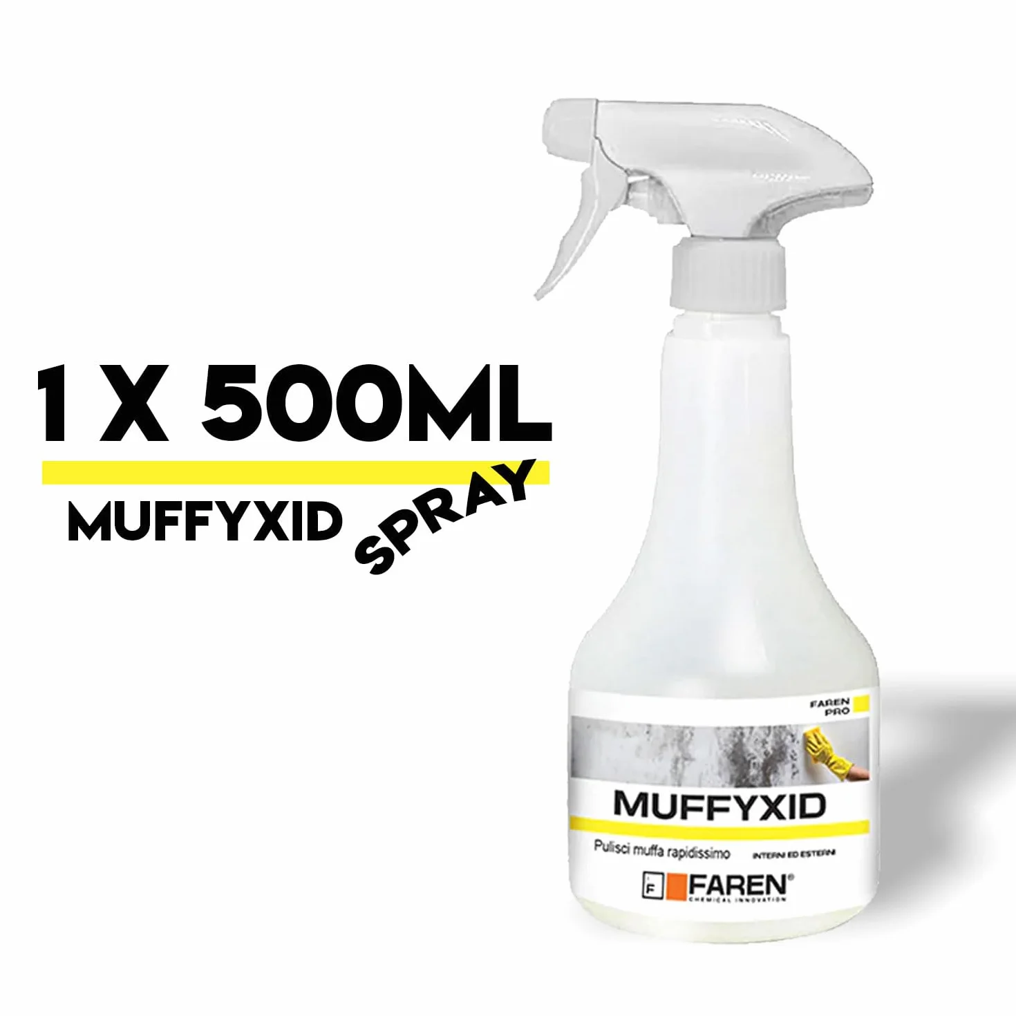 Kit Muffyxid, elimina moho, acción rápida, higienizante, elimina rápidamente moho, hongos, musgos y algas, retrasa la reaparición, 1 spray de 500 ml + 5 l
