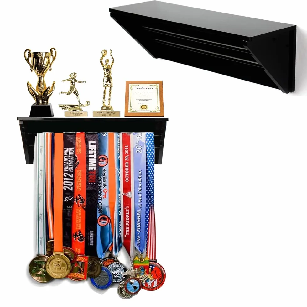 Soporte de medallas para exhibición de trofeos, 3.9 x 11.8 Pulgadas, Colgador de Pared