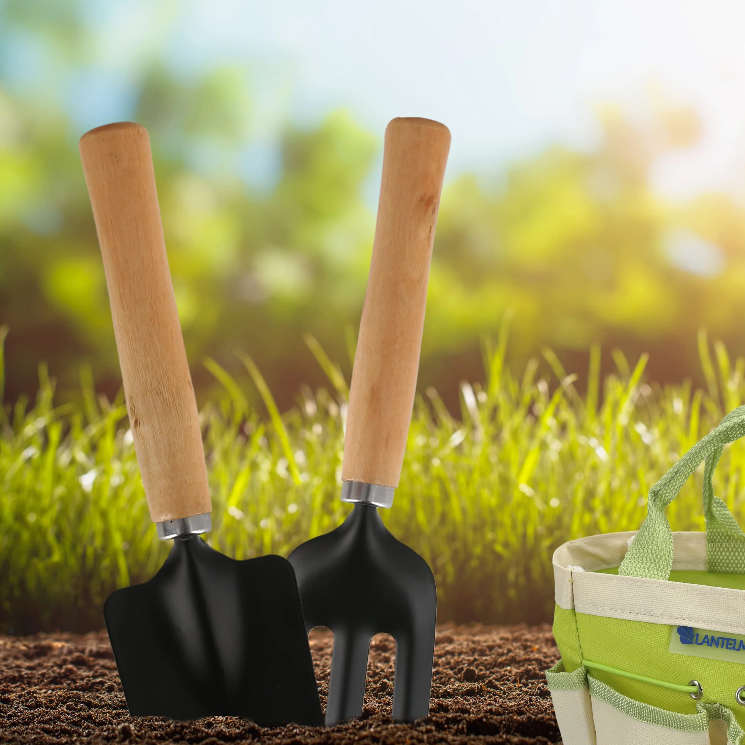Lantelme 5124 - Juego de Herramientas de jardín de 7 Piezas con Bolsa, Tijeras de jardín, Guantes y Pala