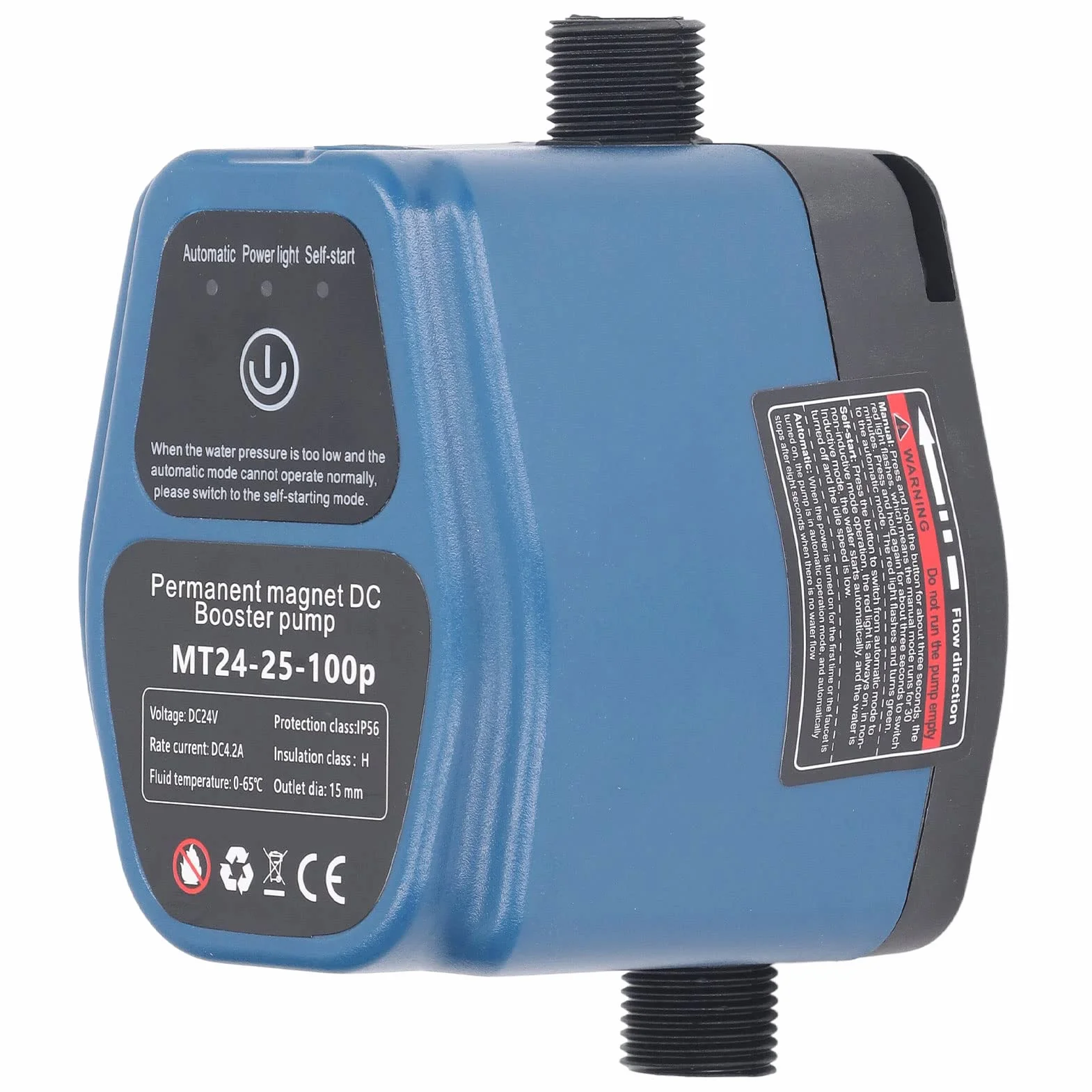 Bomba Elevadora de Presión de Agua Inteligente 100W 24V 25L IP56 con Arranque y Parada Automáticos, de Presión para Ducha con Enchufe