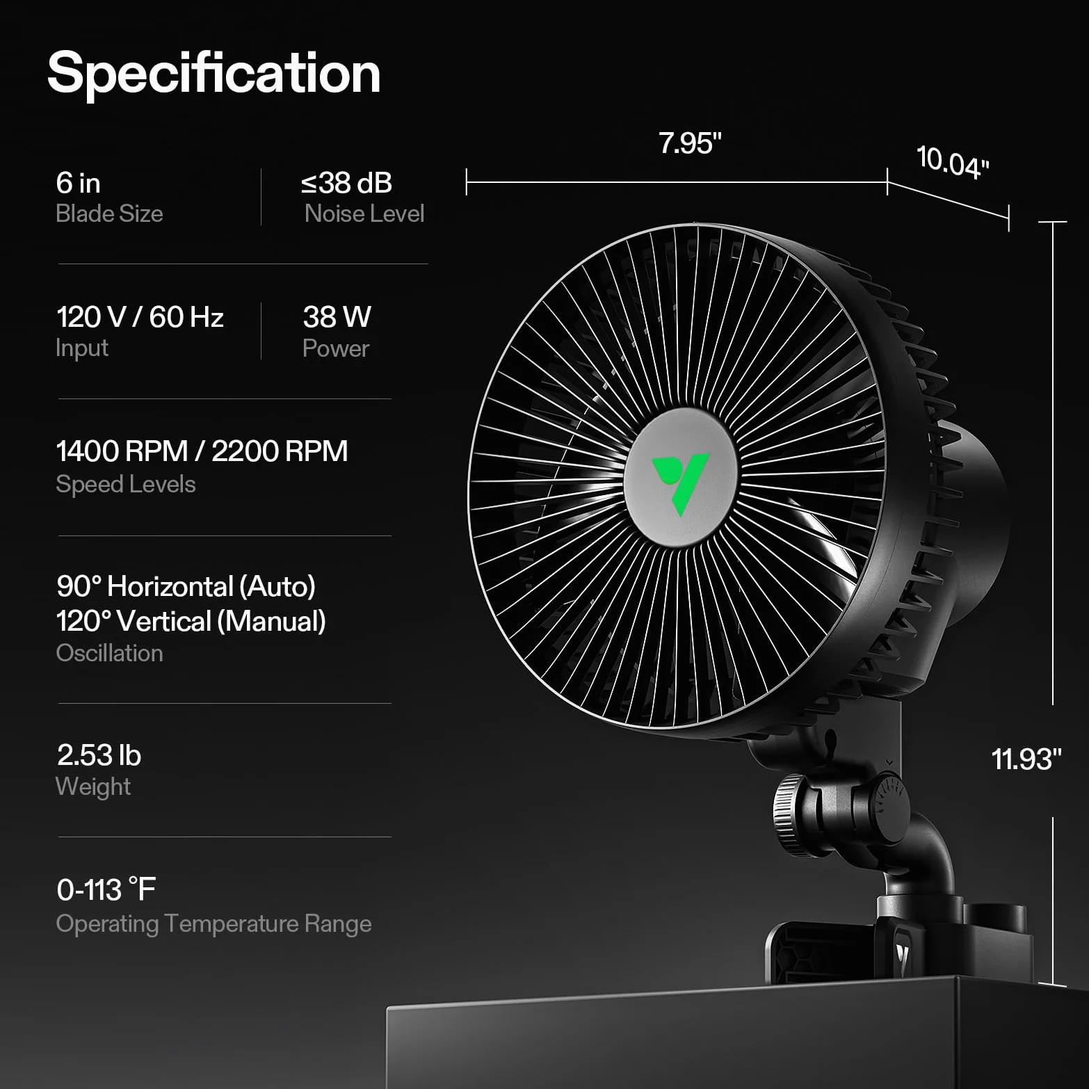 VIVOSUN AeroWave A6 Ventilador con Clip 150 mm, Oscilación Automática, Silencioso y Potente, Clip Estable Antideslizante, Ventilador de Circulación para Grow Tent e Hidroponía, Pack de 2