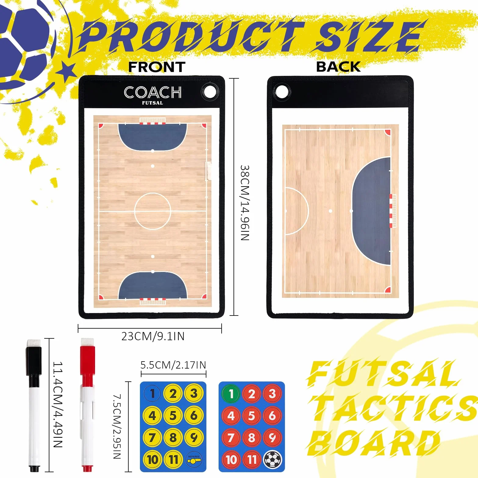 Pizarra Entrenador Futbol Sala Magnetica Futsal con Imanes Lapiceros Carpeta Tactica para Entrenadores y Arbitros