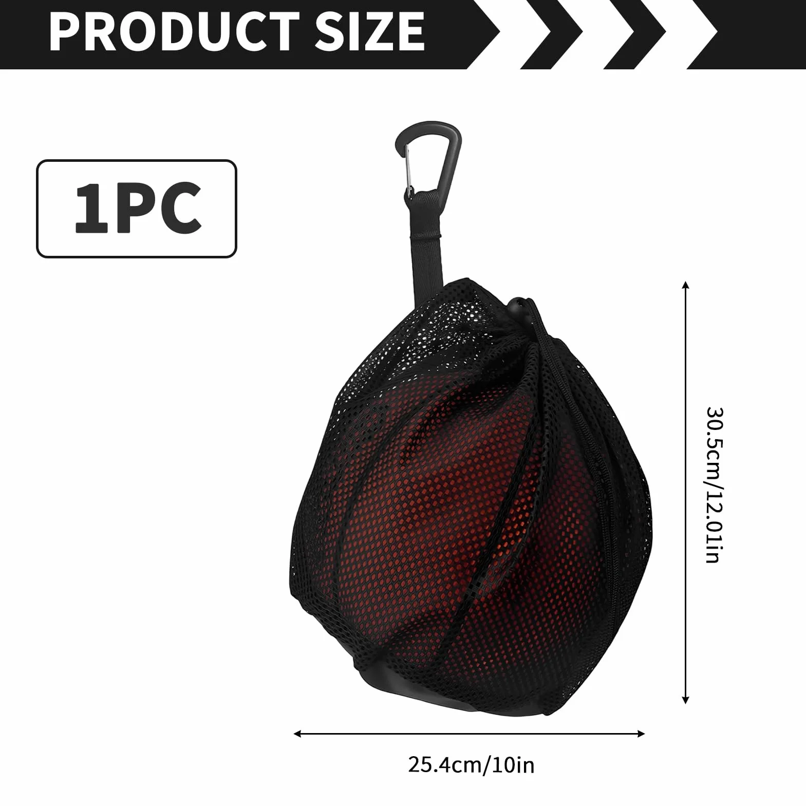 Mochila Bolsa de Pelotas Baloncesto Roja con Cremallera y Gancho Ligera Portátil