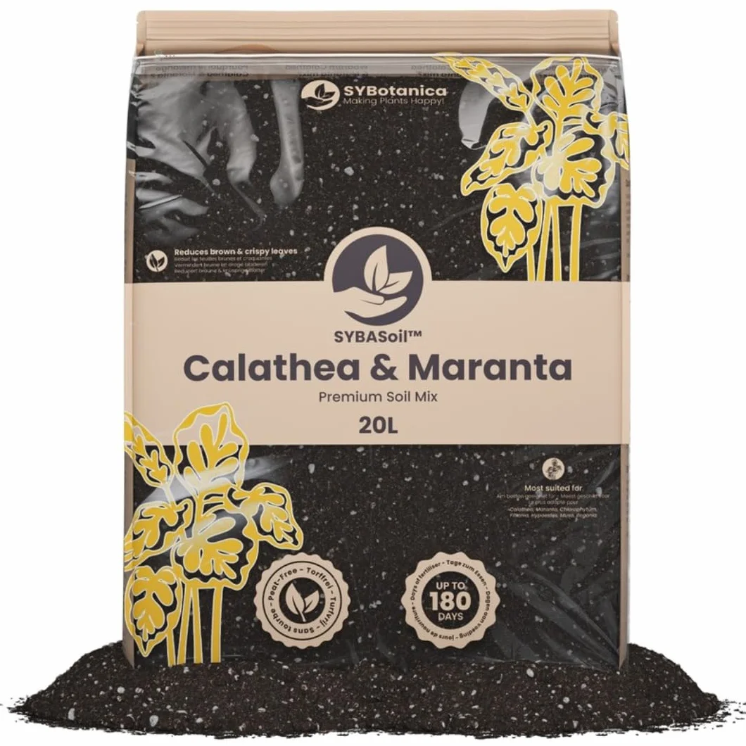 Sybotanica - Substrato para Calathea y Maranta 20 L - Coco Premium para Calathea, Maranta, Begonia, Musa, Strelitzia - Sin Turba - Abono Orgánico 180 Días - Ideal para Interior