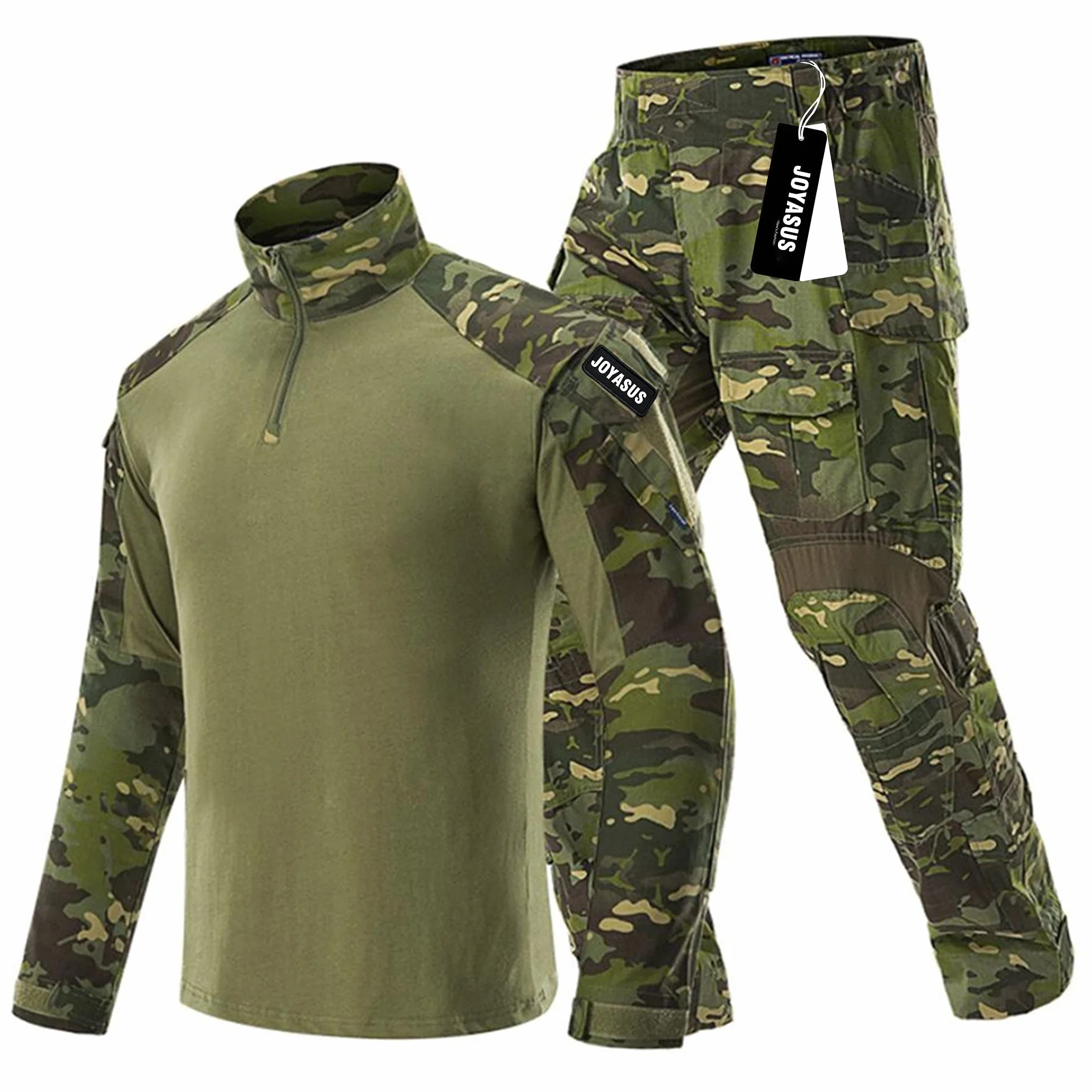 Pantalones y Camisa Tácticos Transpirables Multibolsillos Camuflaje Militar para Hombre
