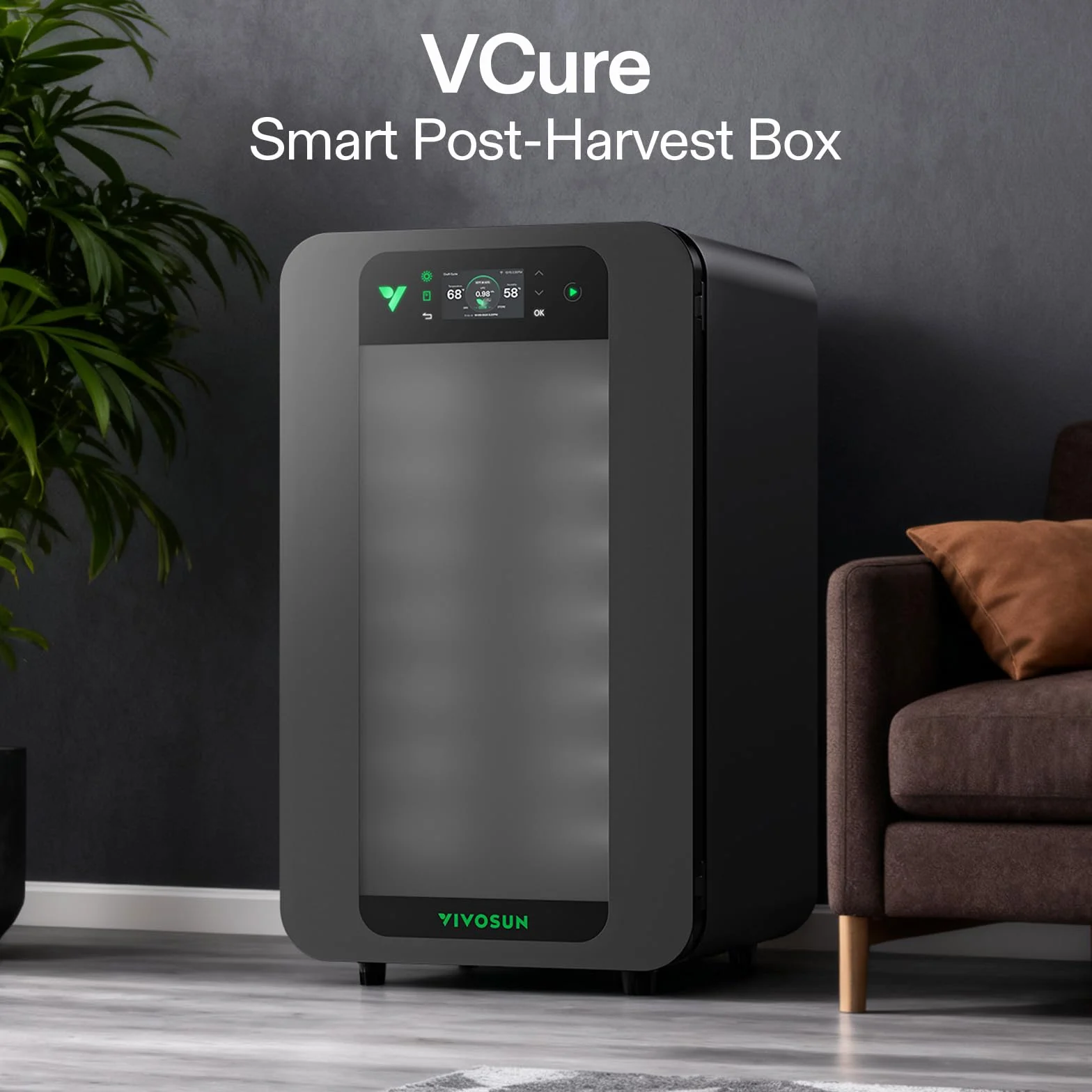 VIVOSUN Smart Post-Harvest Box, armario seco automático con control de temperatura y humedad, caja de almacenamiento con control de aplicación, programas individuales