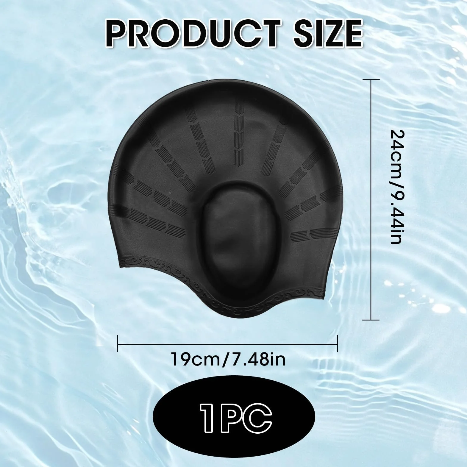Gorro de Natación Silicona Impermeable 3D para Mujeres y Hombres Cabello Corto/Largo Adultos