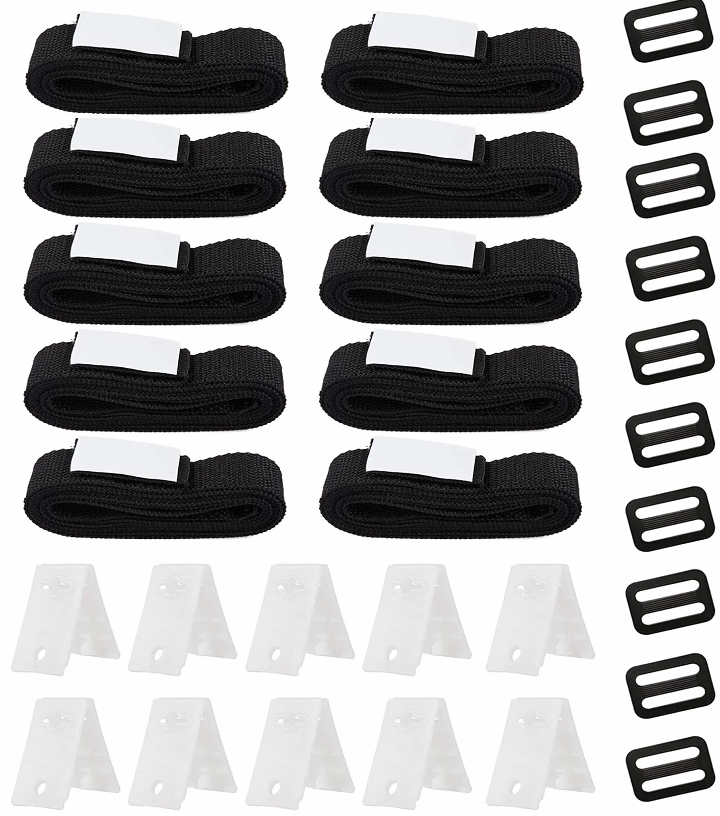 Kit de Fijación Poweka para Carrete de Cubierta Solar de Piscina - Incluye 10 Correas Universales, 10 Placas y 10 Hebillas